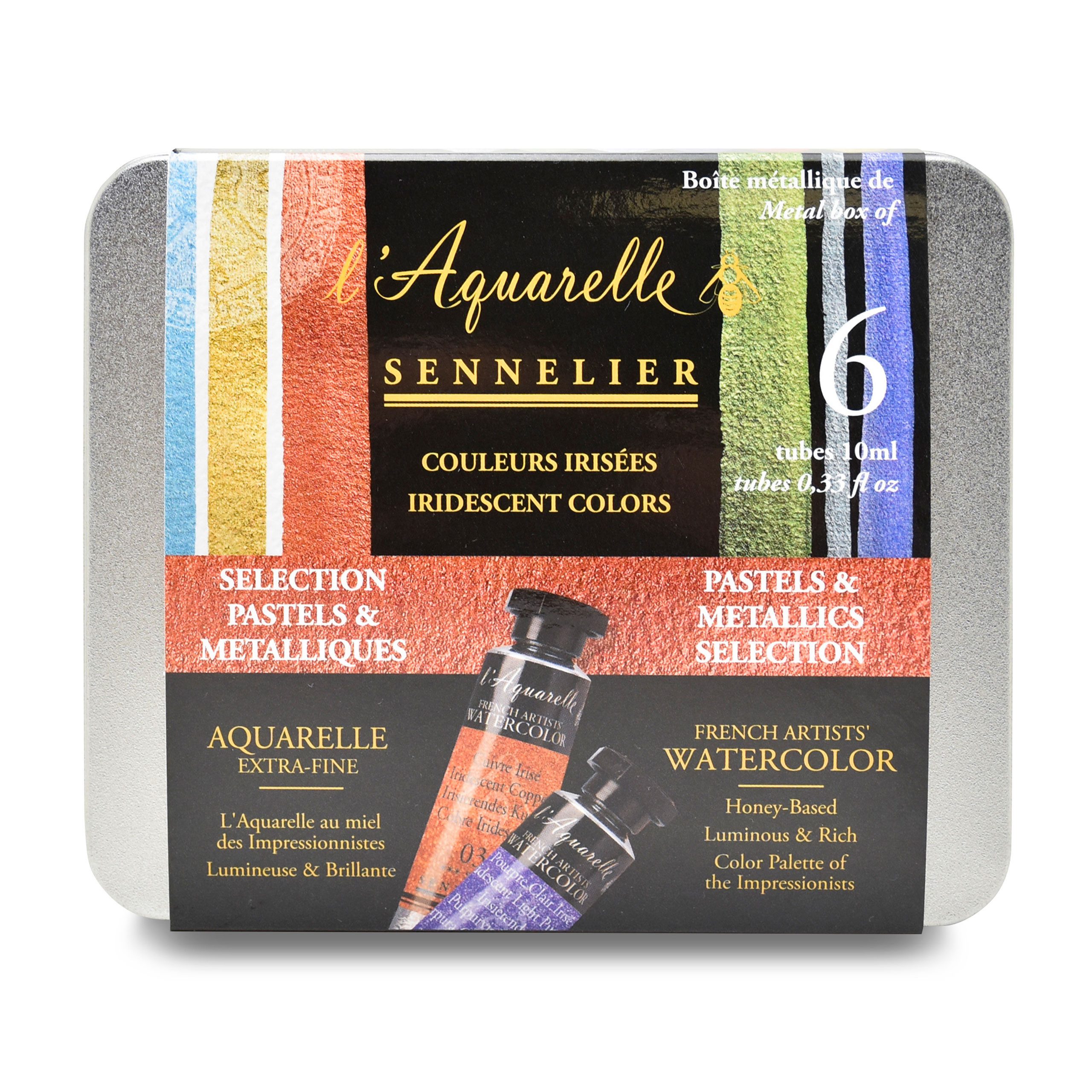 SENNELIER Aquarellfarbe Aquarellfarbe - Metallkasten mit 6 x 10ml Tuben irisierend N131625.02