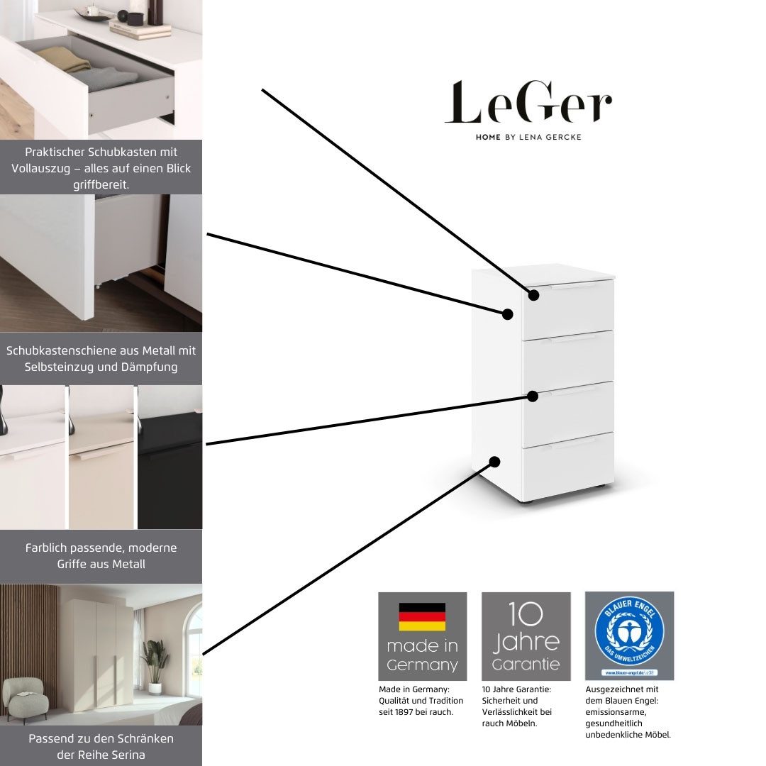 LeGer Home by Lena Gercke Kommode Kommode Sideboard Schubladenkommode SERINA eleganter Eyecatcher (inkl. SOFT-CLOSE-FUNKTION), mit 4 Schubkästen sowie hochwertigen Metallgriffen MADE IN GERMANY