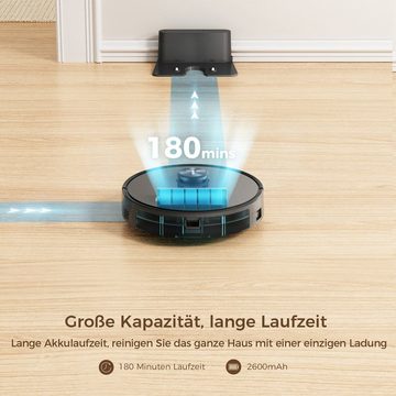 Tesvor Akku-Bodenstaubsauger mit Wischfunktion 3000Pa Staubsauger Roboter 180Min Lasernavigation, 25,00 W, Mit Staubbox