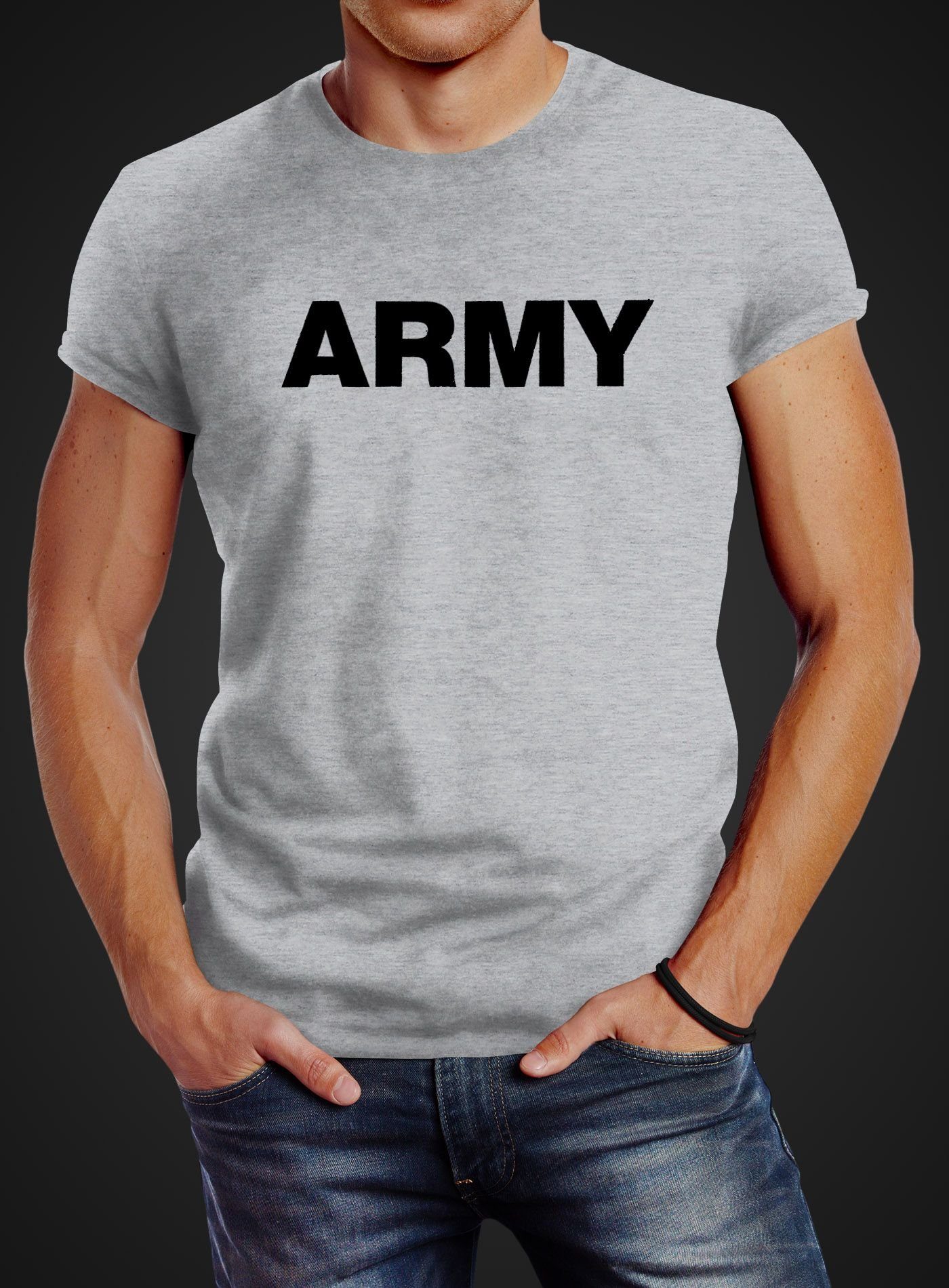 Herren Shirts Neverless Print-Shirt cooles Herren T-Shirt Aufdruck Army Print Fashion Streetstyle Neverless® mit Print