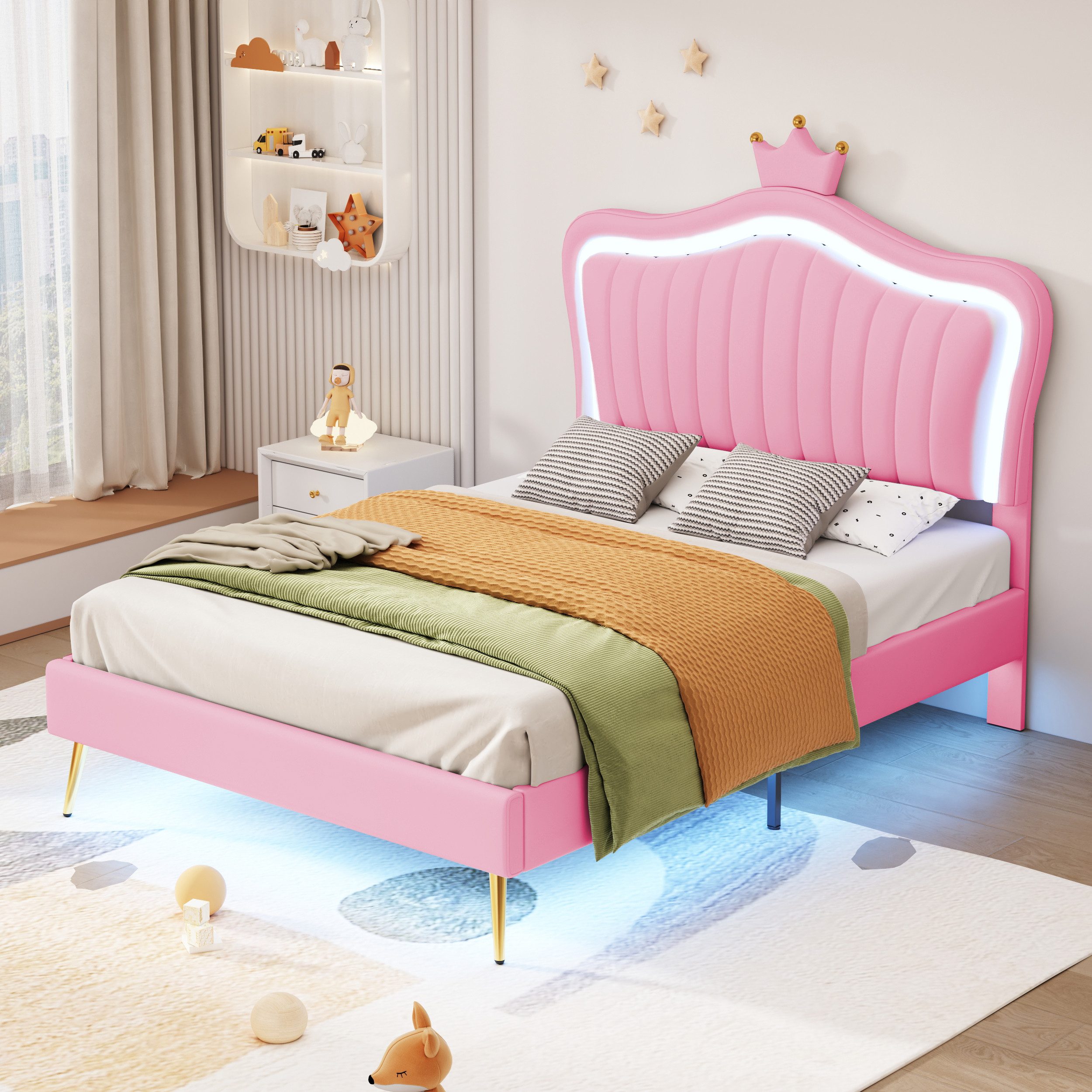STILVORA Kinderbett 90x200 Polsterbet mit Matratze,Jugendbett günstig online kaufen