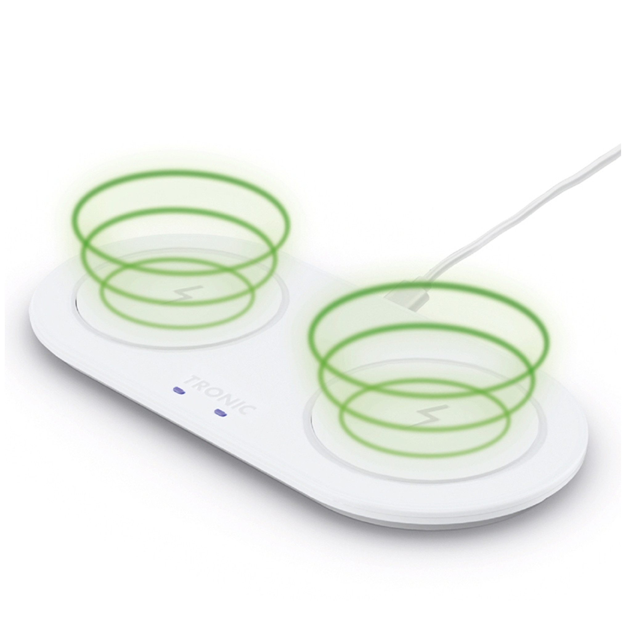 Tronic TRONIC QI-Ladegerät Handy Ladestation kabelloses Schnellladen weiß Induktions-Ladegerät