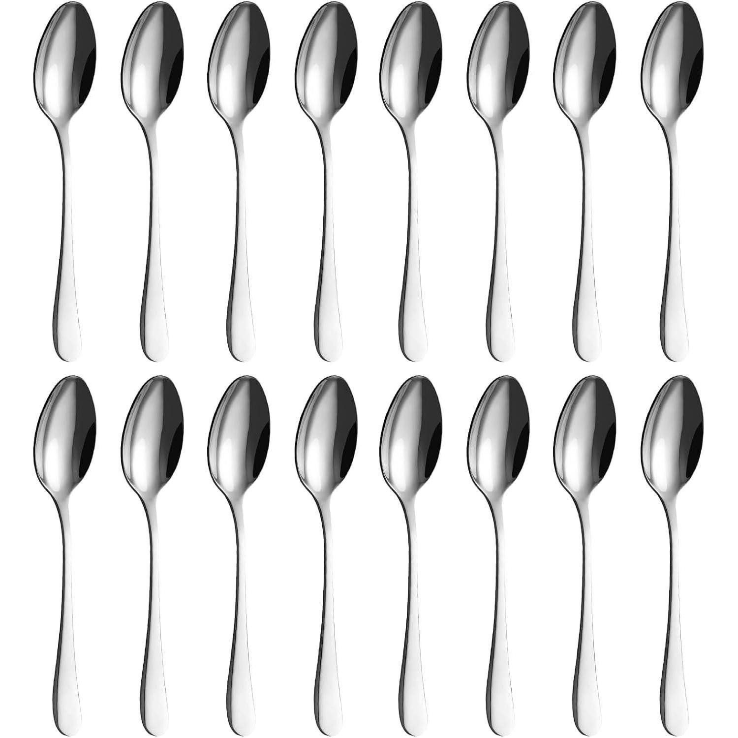 LuxusKollektion Teelöffel Teelöffel Edelstahl Silber 16er Silberner runder Griff gute Qualität
