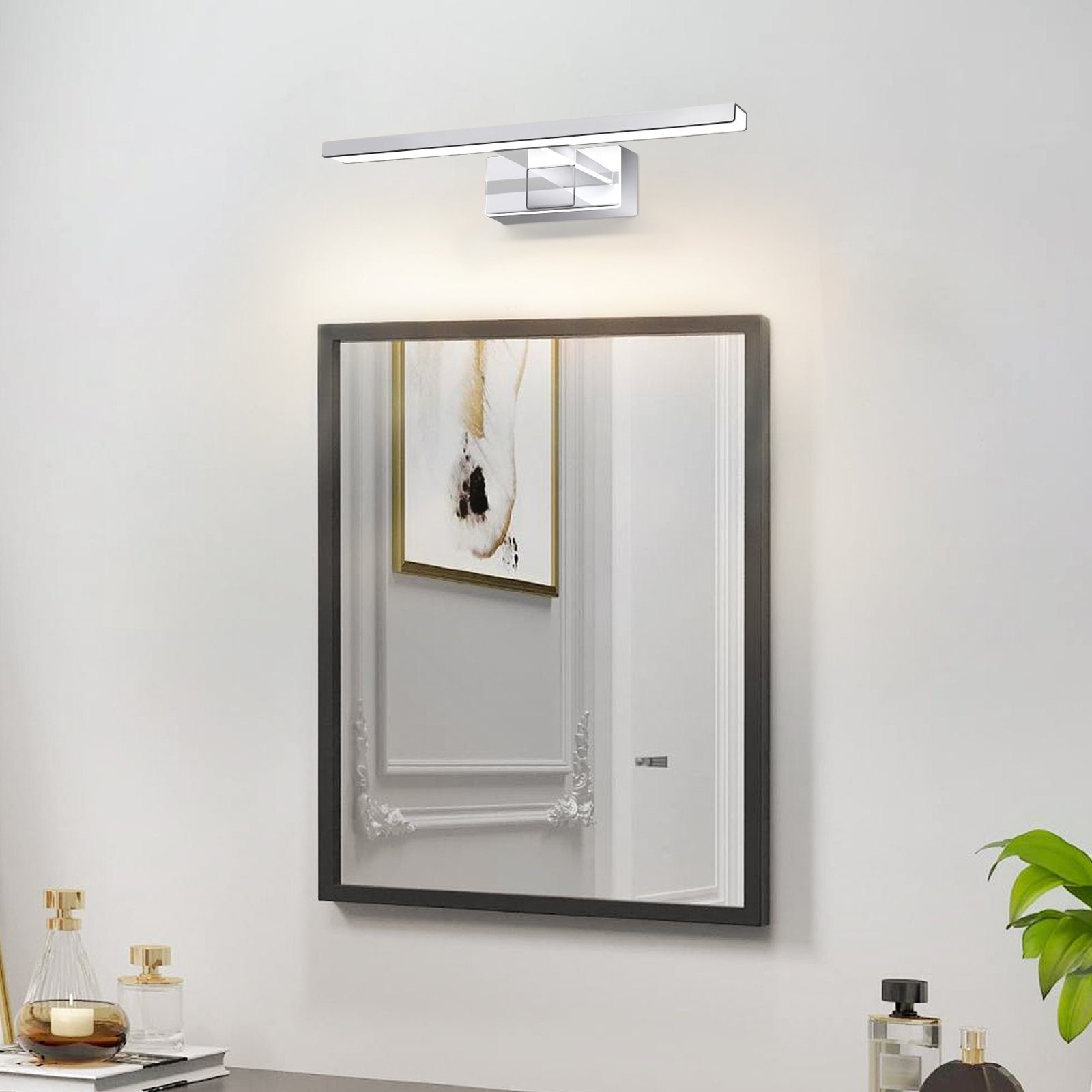 Spiegelleuchte für Nettlife Badlampe, Badschrank, Bad Badezimmer IP44, 30CM LED fest Wandleuchte 6W, LED Küche Badleuchte Keller integriert, Wasserdicht Neutralweiß, Wandlampe Spiegellampe