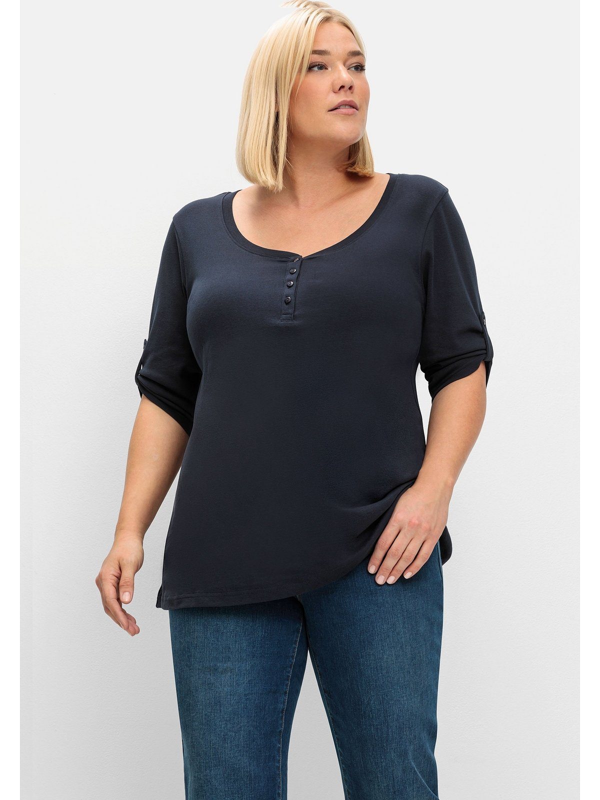 Sheego 3/4-Arm-Shirt Große Größen aus reiner Baumwolle