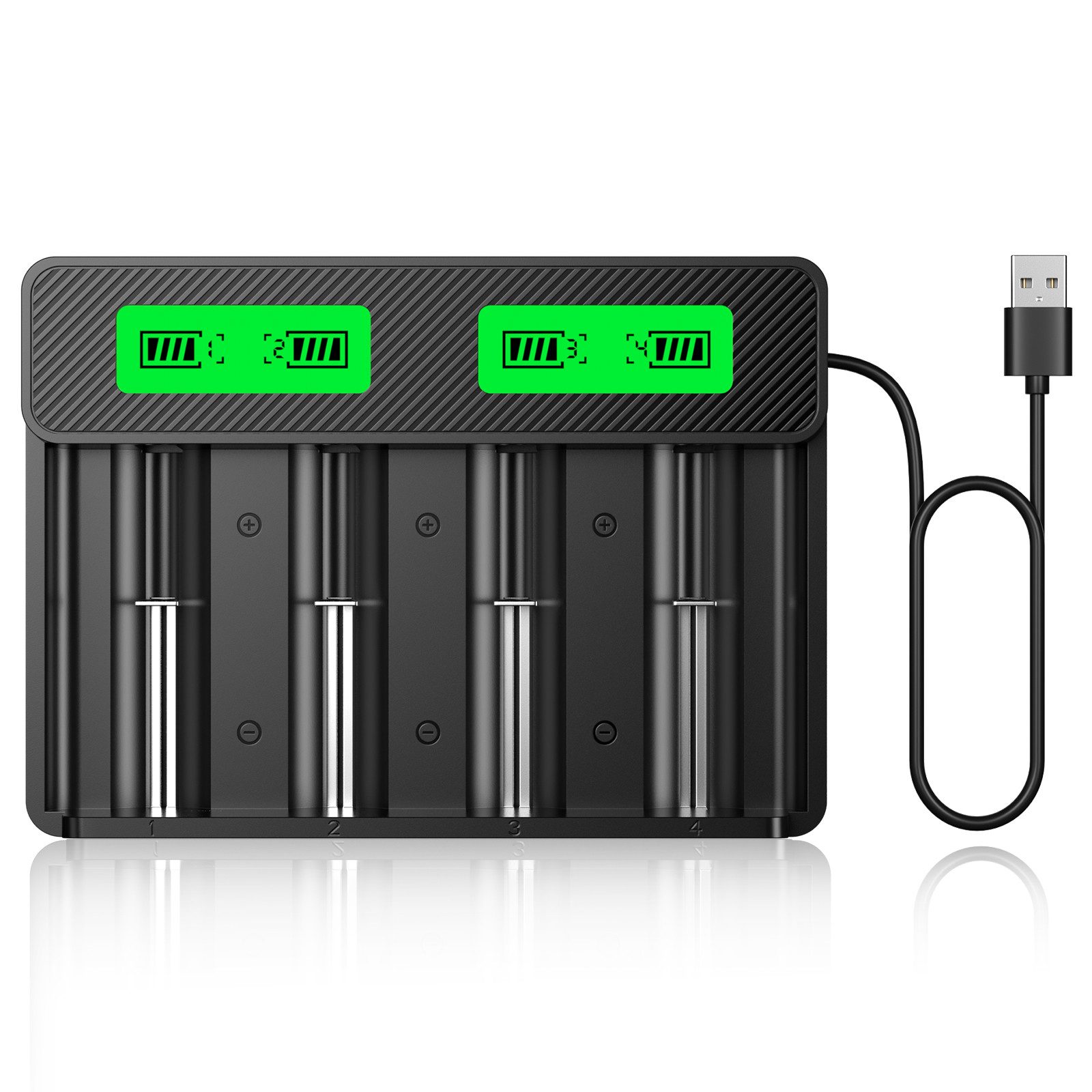 C D AA AAA 18650 Universal Akku-Ladegerät mit integriertem Kabel Batterie-Ladegerät