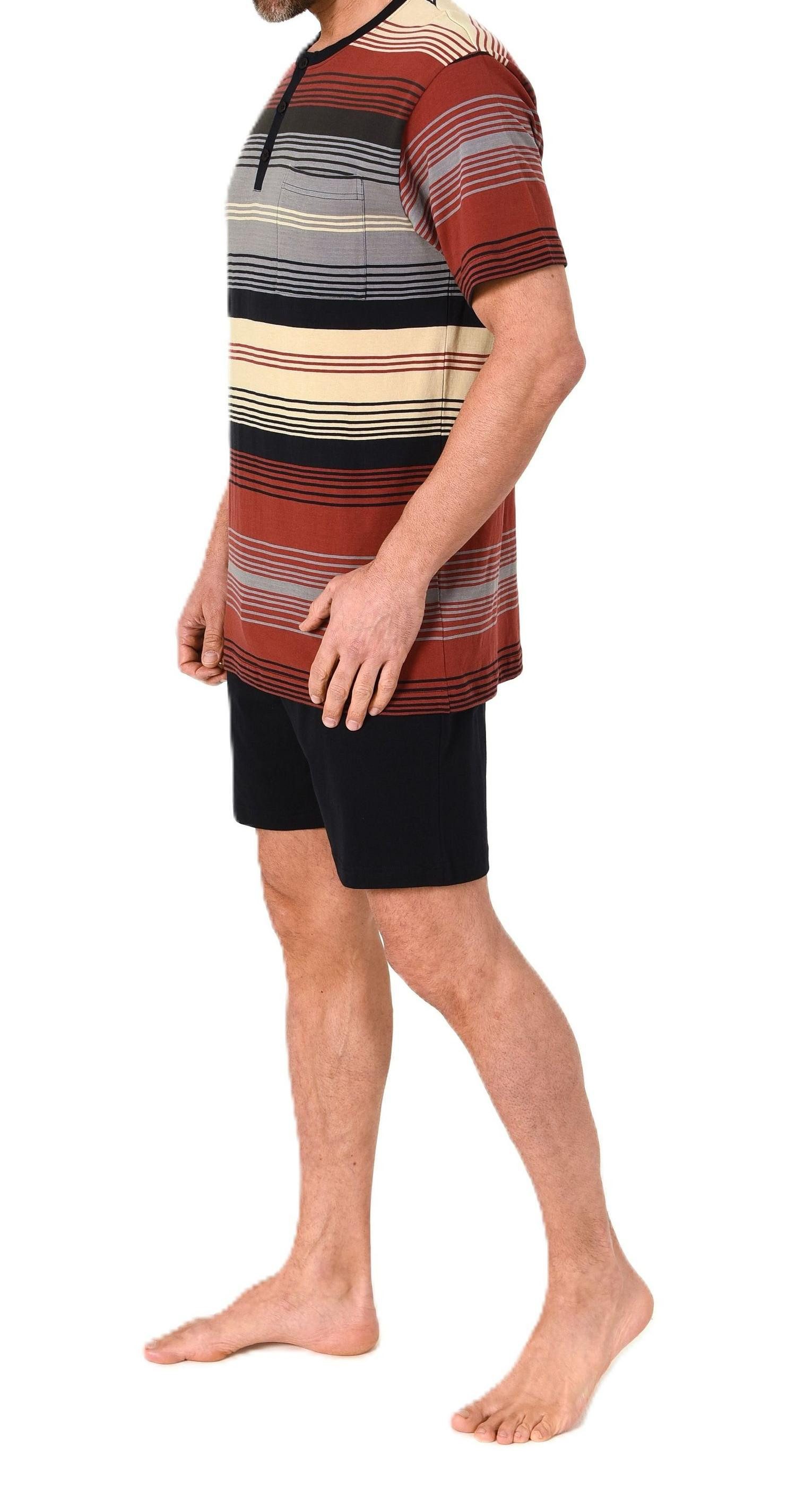 Normann Pyjama Normann Herren kurzarm Schlafanzug Shorty mit Knopfleiste am Hals
