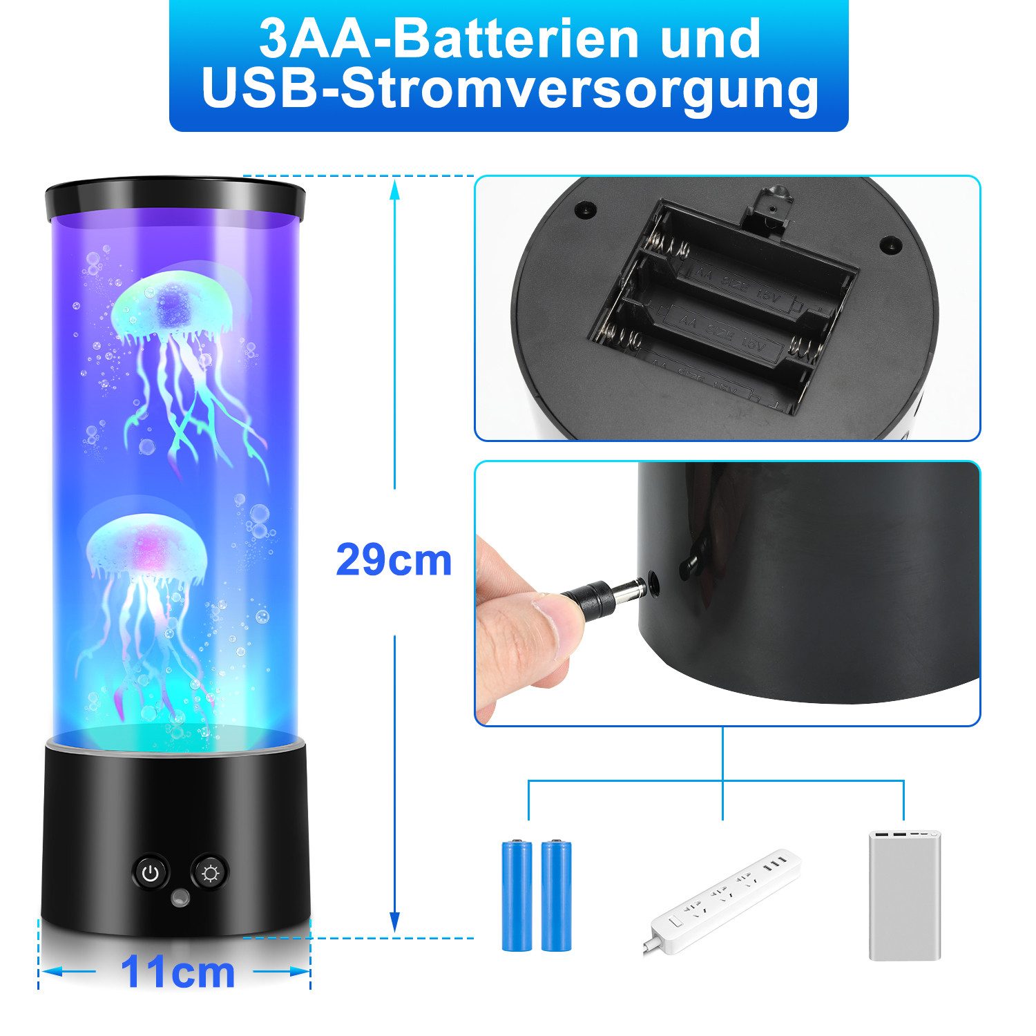 Clanmacy Lavalampe LED Quallen Lava Lampe Lichtmodi Mit Fernsteuerung Nachtlicht RGB – Bild 2 von 5
