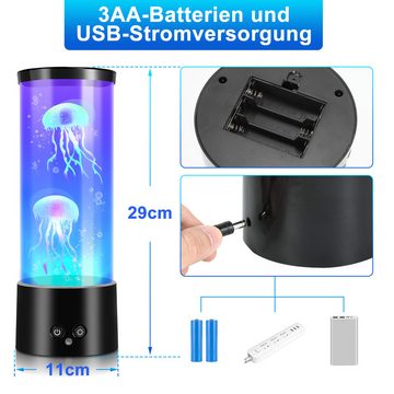 Clanmacy Lavalampe LED Quallen Lava Lampe Lichtmodi Mit Fernsteuerung Nachtlicht RGB