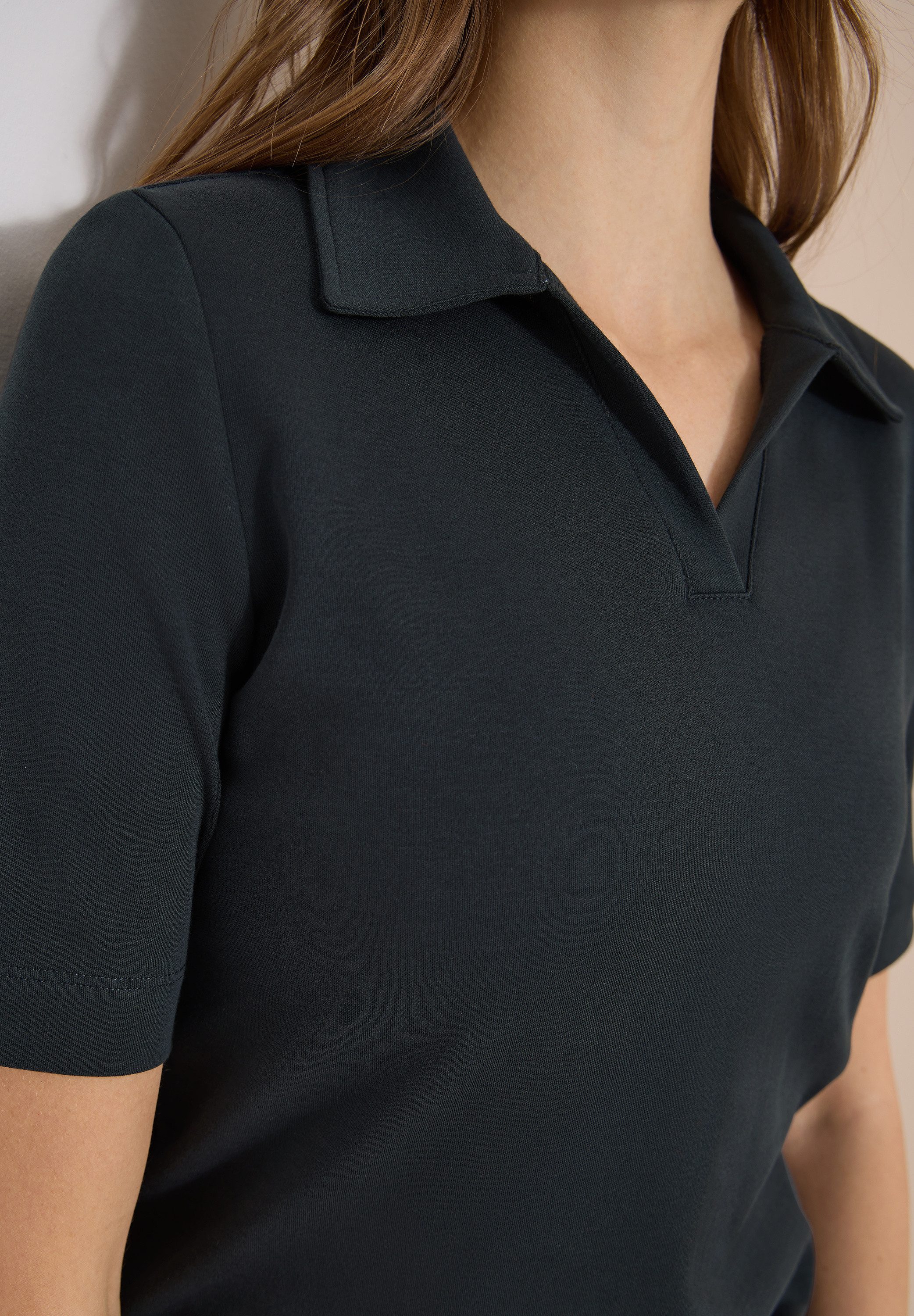 CECIL Poloshirt mit seitlichen Schlitzen im Saum