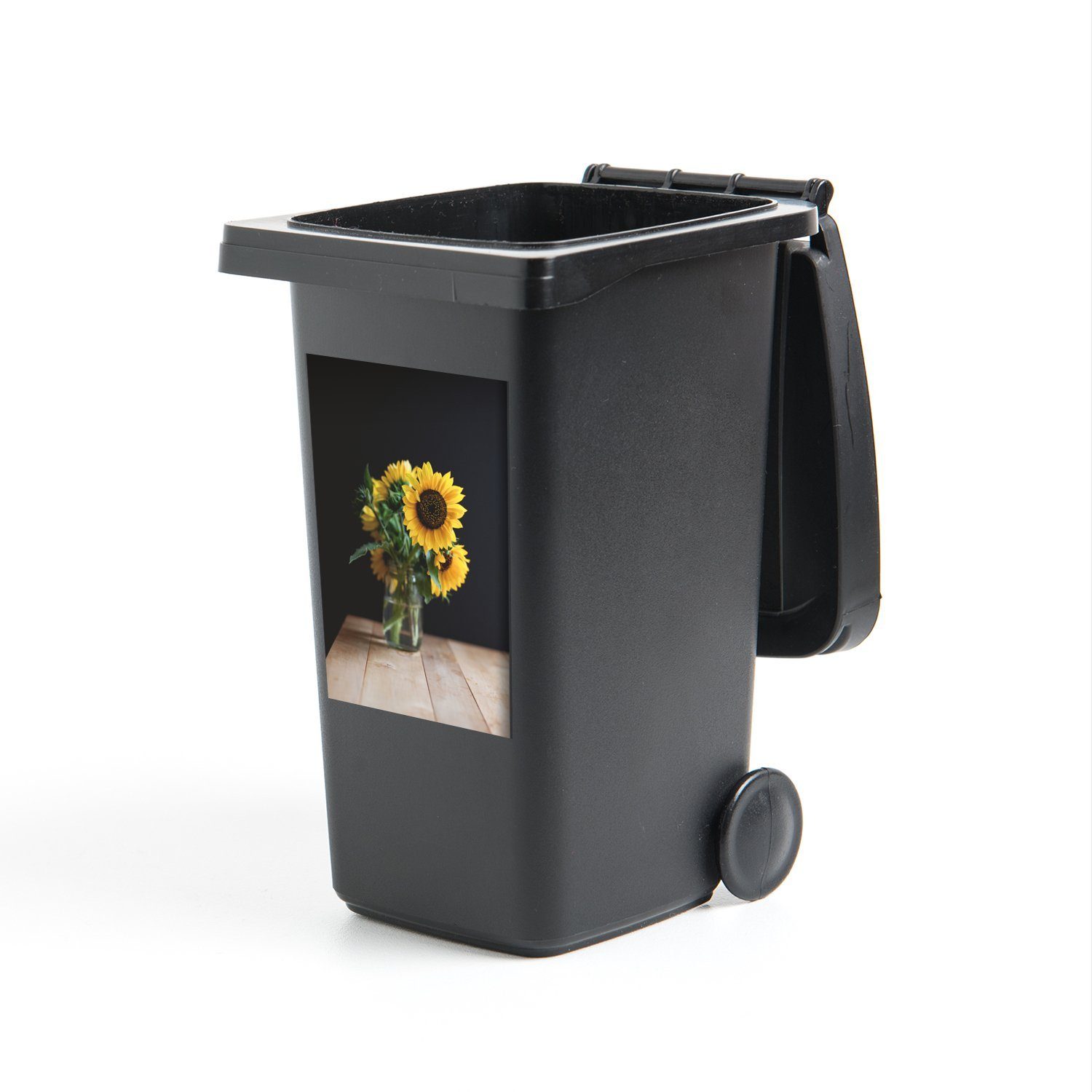 MuchoWow Wandsticker Blumen - Sonnenblumen - Strauß (1 St), Mülleimer-aufkleber, Mülltonne, Sticker, Container, Abfalbehälter