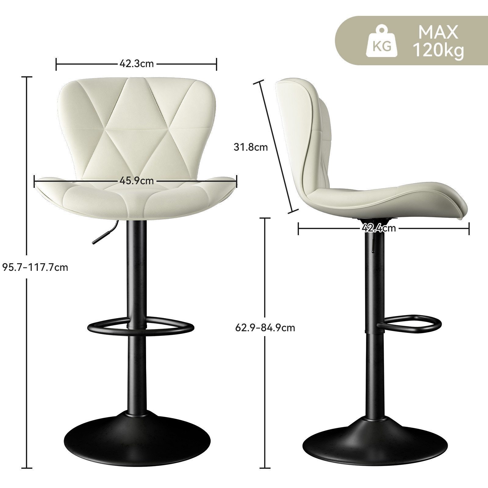 HawthyHome Barhocker Barstuhl, Höhenverstellbar mit Rückenlehne, 360° Drehb günstig online kaufen