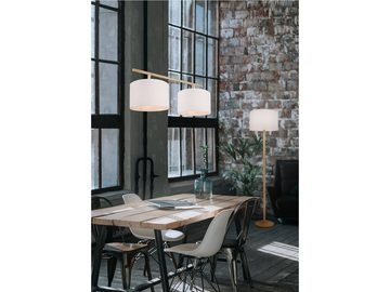 meineWunschleuchte LED Stehlampe, Dimmfunktion, LED wechselbar, Warmweiß, mit Holz-fuß Lampenschirm-e Stoff skandinavisch für Ecke, Höhe 160cm