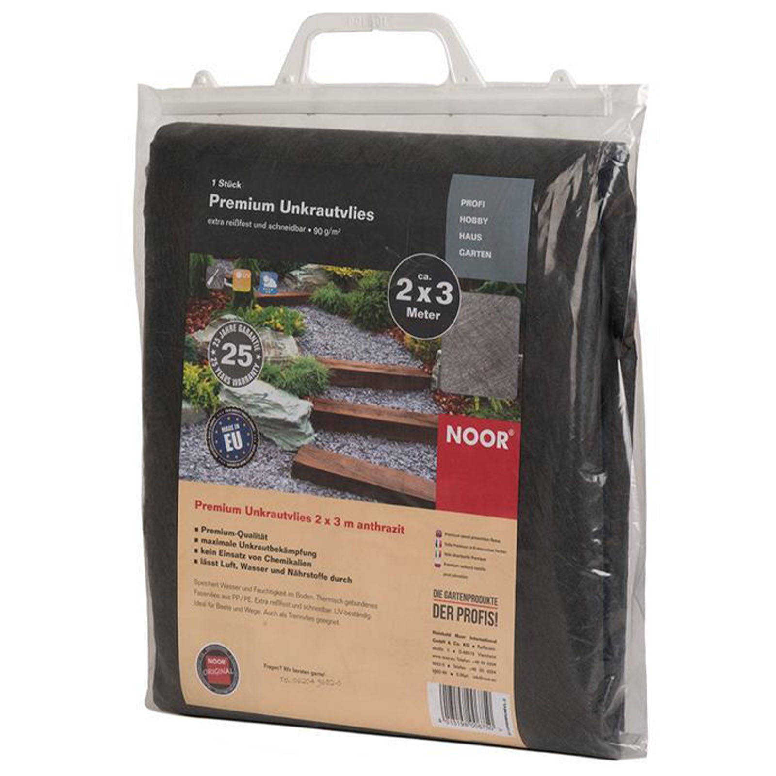 NOOR Unkrautvlies Premium PE/PP 90g/m² - ideal für Beete und Wege, zur maximalen Unkrautbekämpfung - auch als Trennvlies geeignet