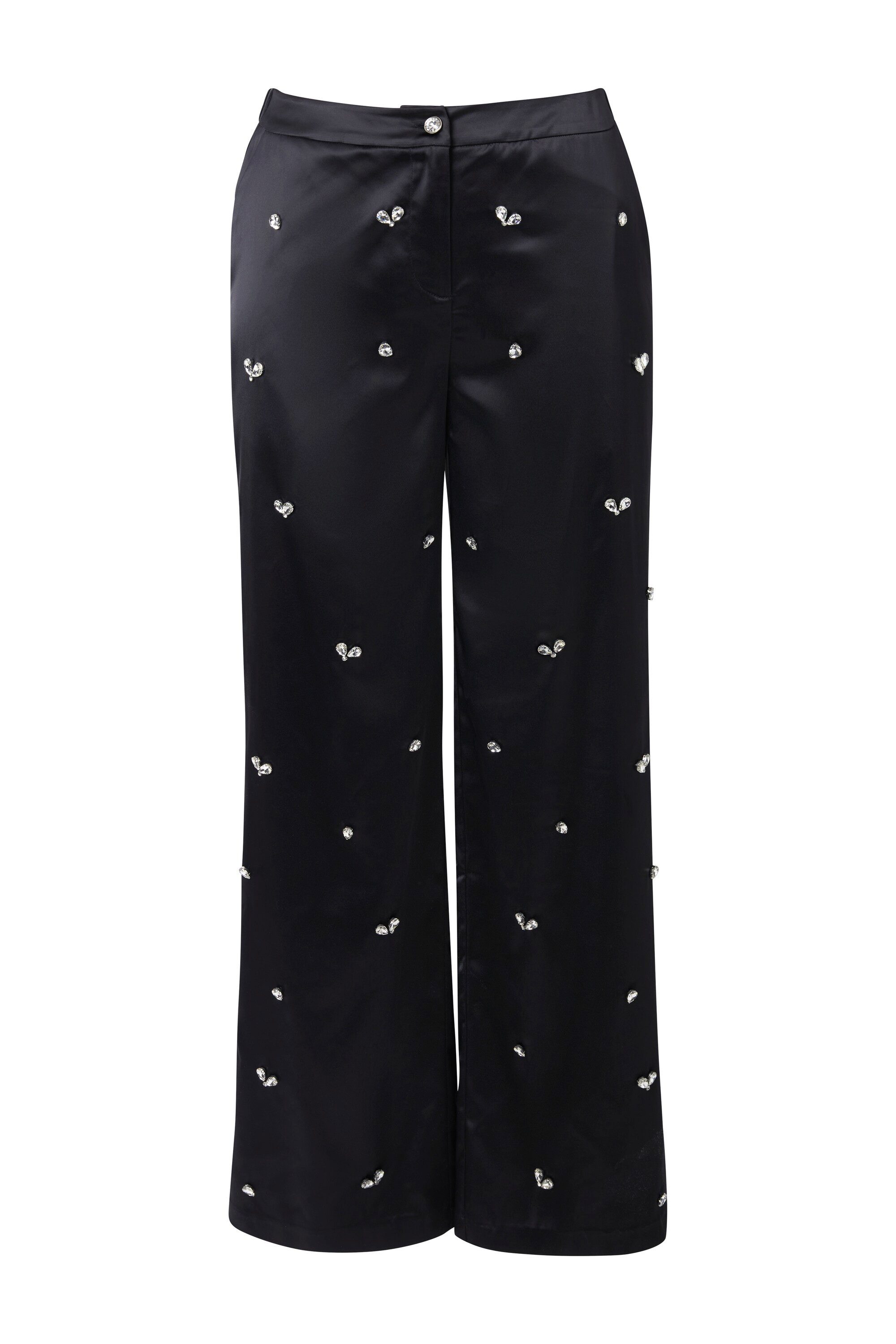 Ulla Popken Funktionshose Hose Mary Ziersteine weites Bein Komfortbund günstig online kaufen