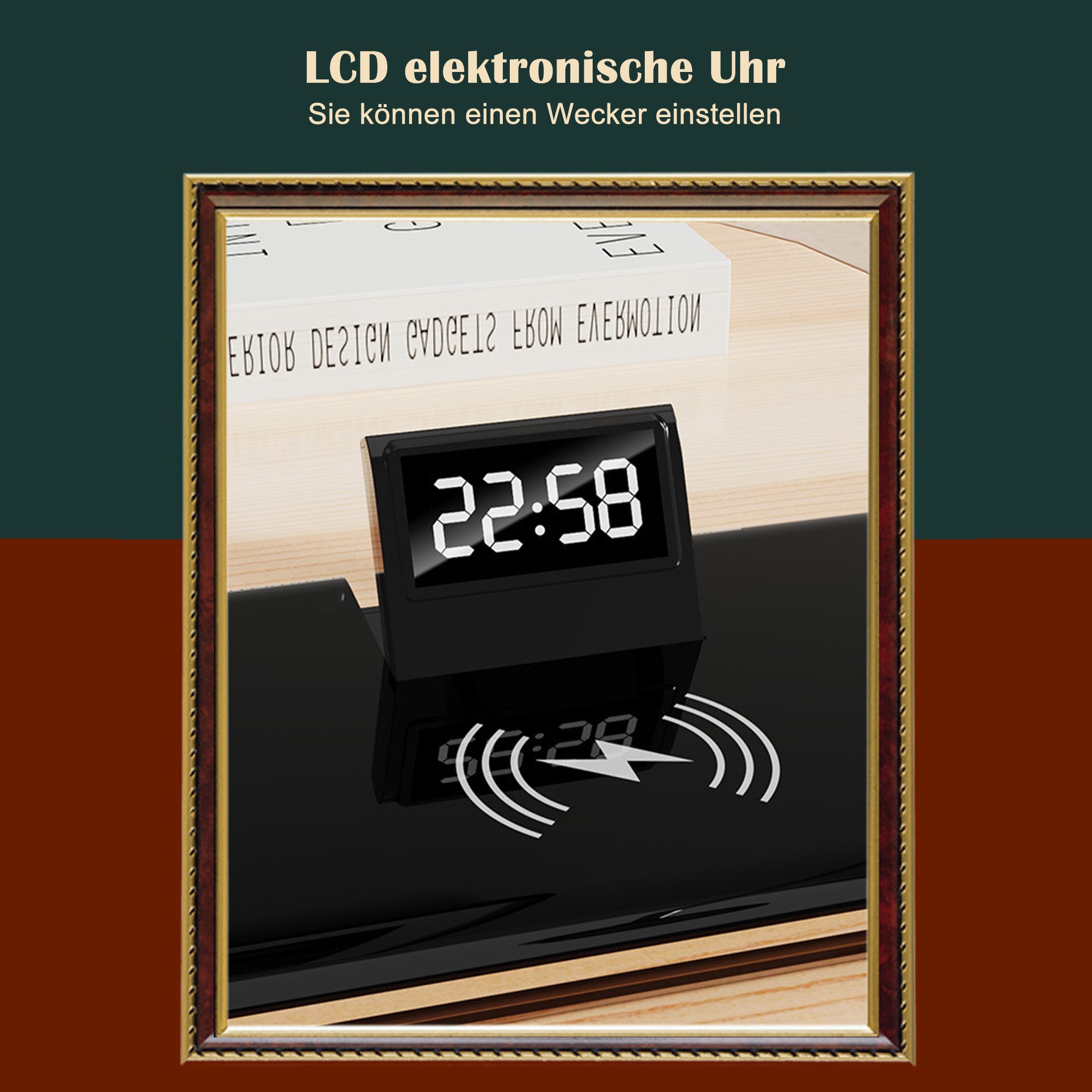 Fyrove LED Schreibtischlampe mit kabellosem Ladegerät & Bluetooth-Lautsprecher, dimmbar, 3 Farben, Touch, Alarm, USB-C – Bild 4 von 5
