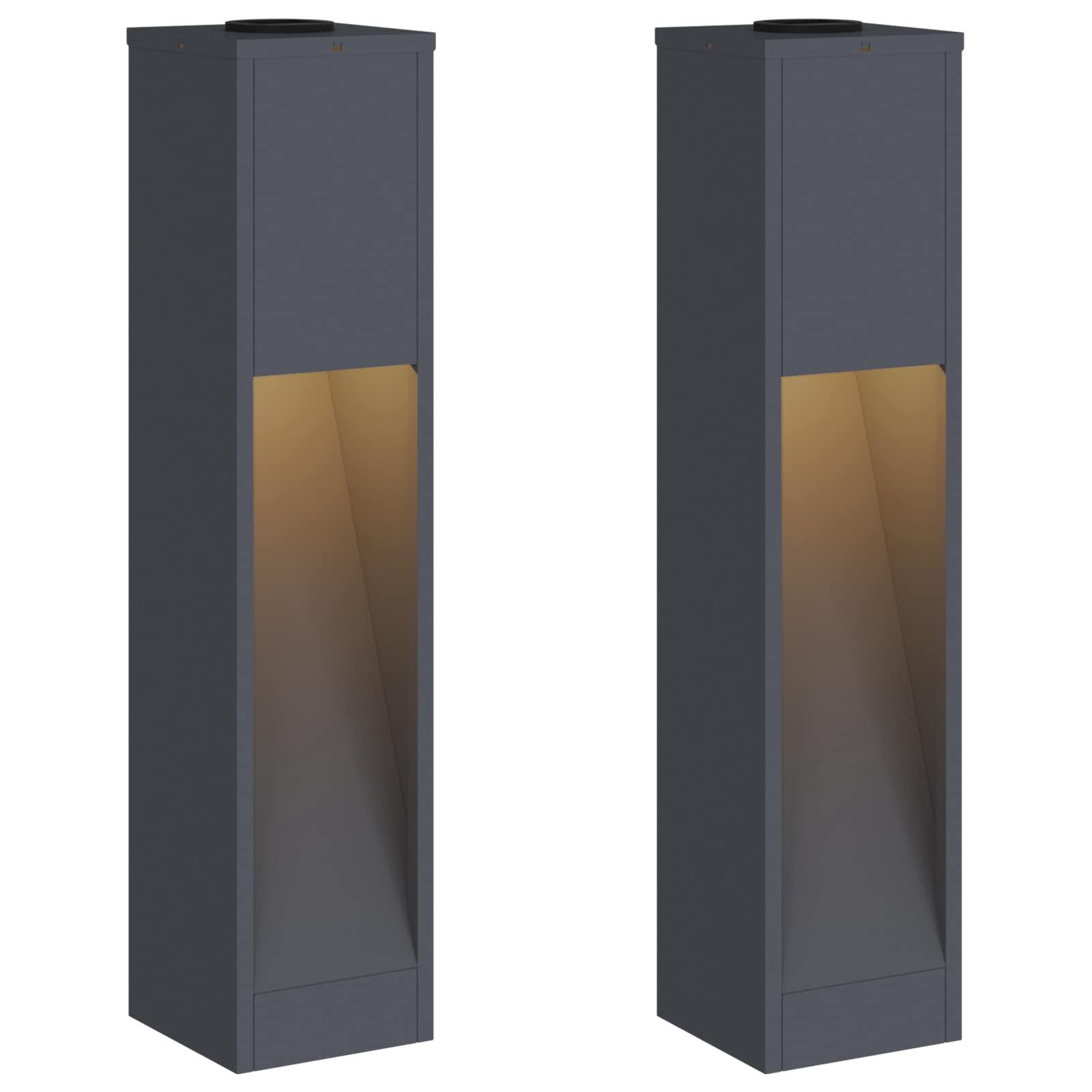 vidaXL LED Solarleuchte Solar LED Wegeleuchte 2 pcs Warmes Weiß 18 x 18 x 80 cm