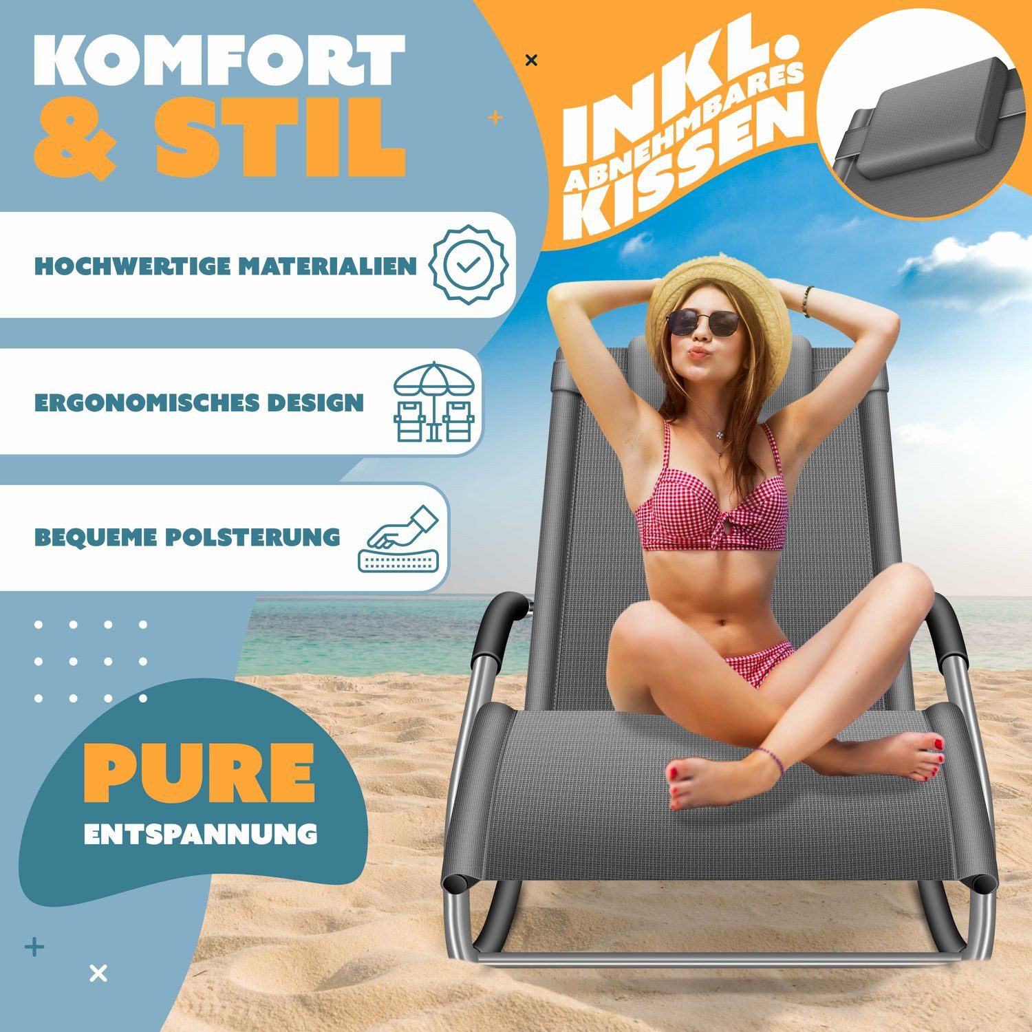 KESSER Gartenliege, Sonnenliege Relaxliege Schwungliege Gartenliege Gartenstuhl