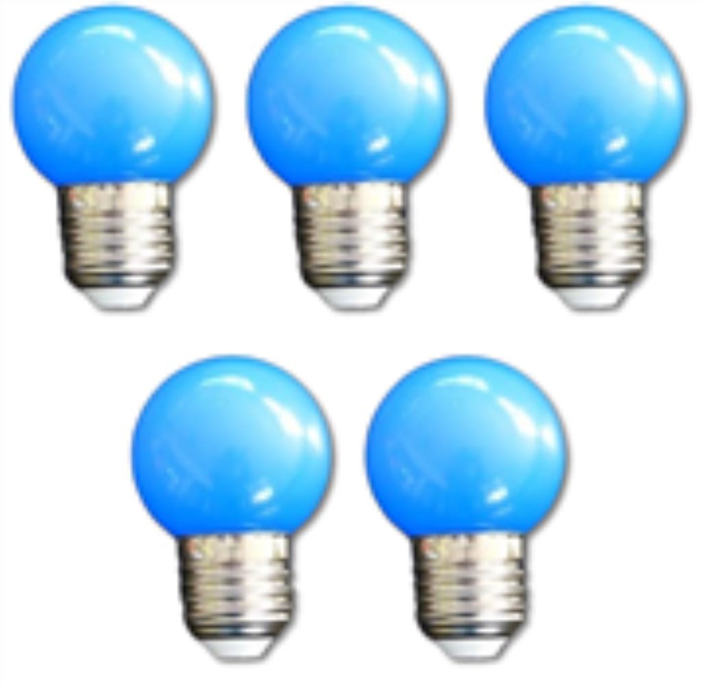 Lichtideen LED-Leuchtmittel 7360 LED Tropfen Lampe 1 Watt blau Sockel E-27 5-er SET, E27, Xenon / Blau