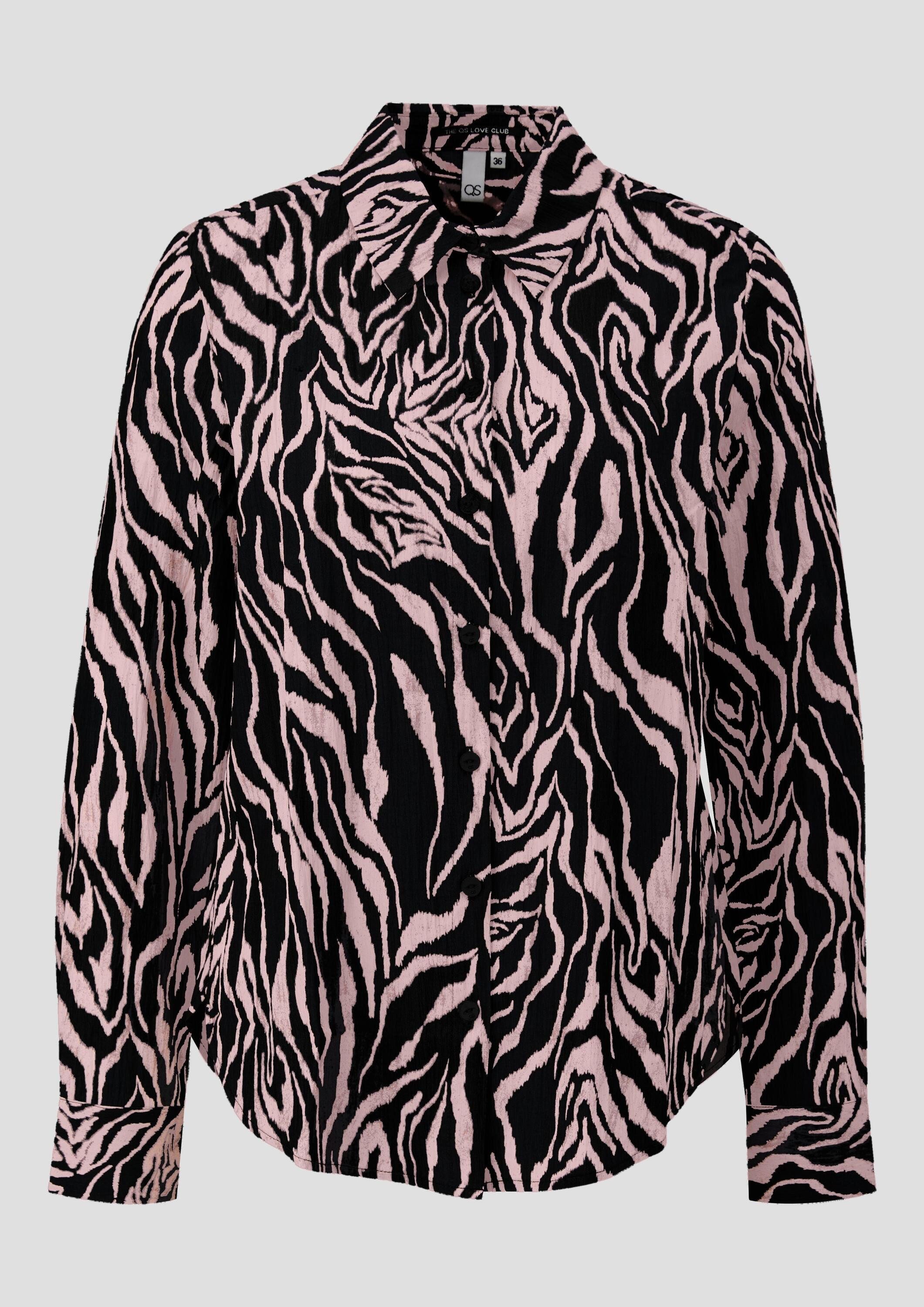 QS Langarmbluse Bluse Gemusterte Bluse aus Viskosemix