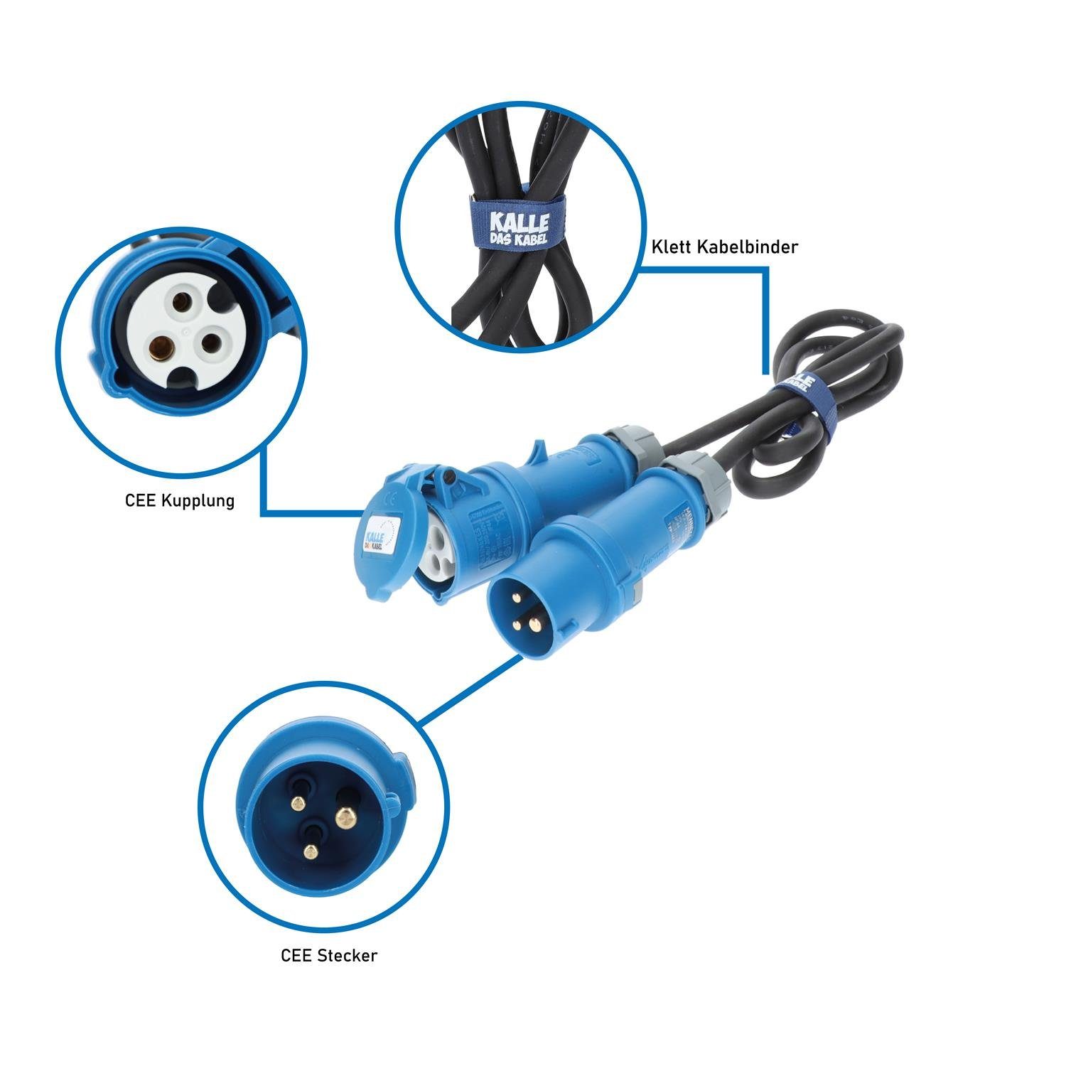 KALLE DAS KABEL Campingkabeltrommel CEE 230V 16A 2,5 IP44 25m Anschlussleitung 1,5m Kabeltrommel (Kabellänge 2500 m) – Bild 4 von 5