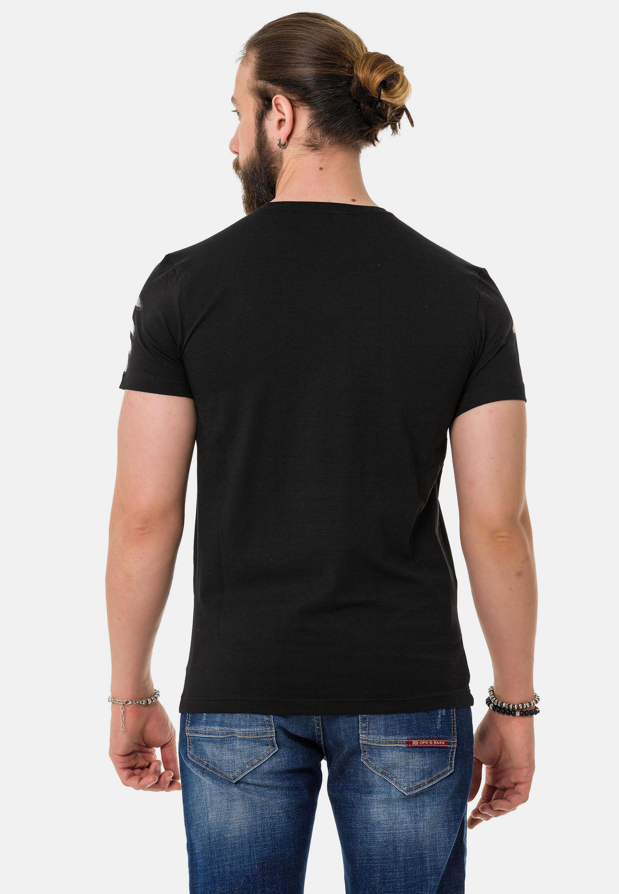 Cipo Look schwarz in T-Shirt rockigem & Baxx