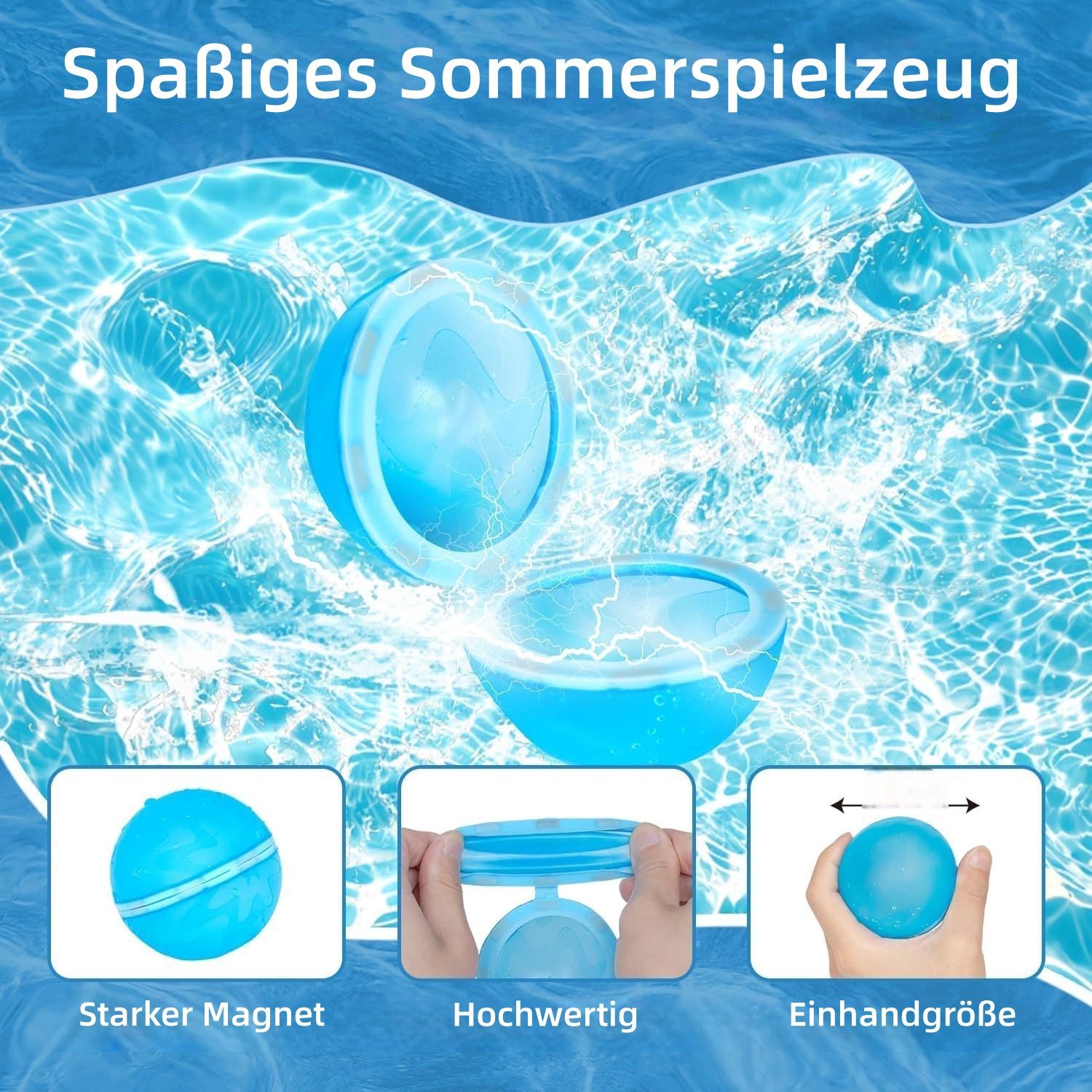 FOUORTUNATE-BEE Wasserball 6er Set wiederverwendbare Wasserbälle, Sommer-Spielzeug (6-St), Wasser-Spielzeug für Strand & Kinder, wiederverwendbar