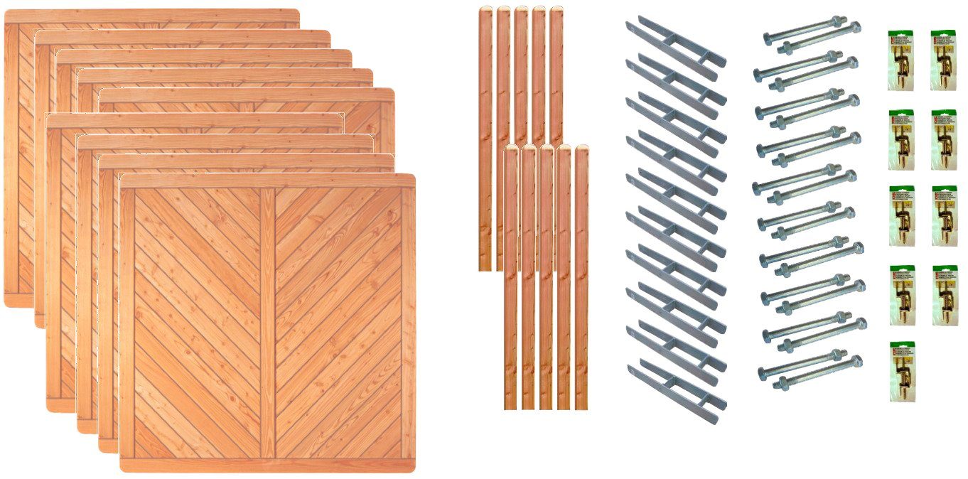 Tetzner & Jentzsch Dichtzaun Springfield 7, (Set), 9 Elemente, LxH: 1710x180 cm