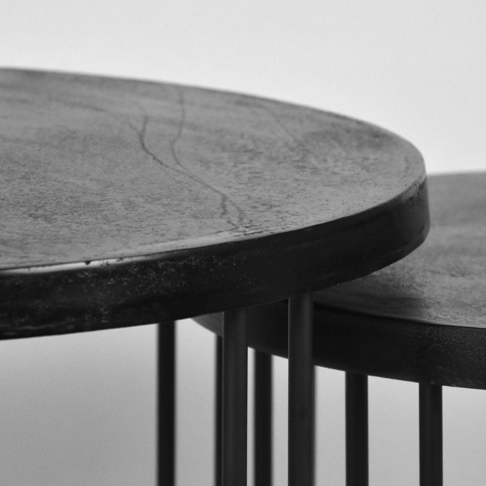 Beistelltisch Kahula 430x700mm, in RINGO-Living Möbel Couchtisch aus Schwarz Metall 2er-Set
