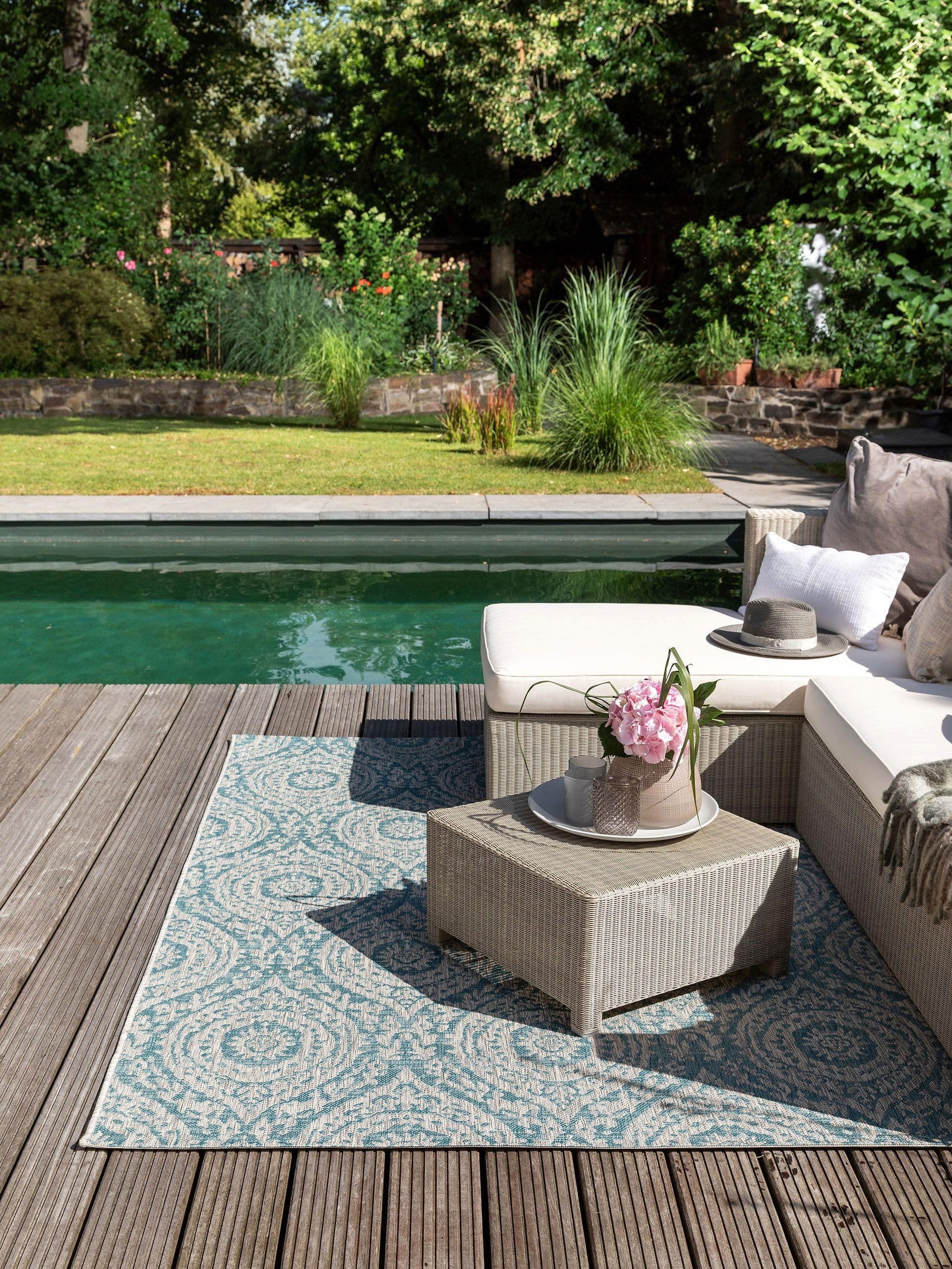 benuta Outdoorteppich Cleo, rechteckig, Höhe: 5 mm, Kunstfaser, Berber, Ethno-Style, Wohnzimmer