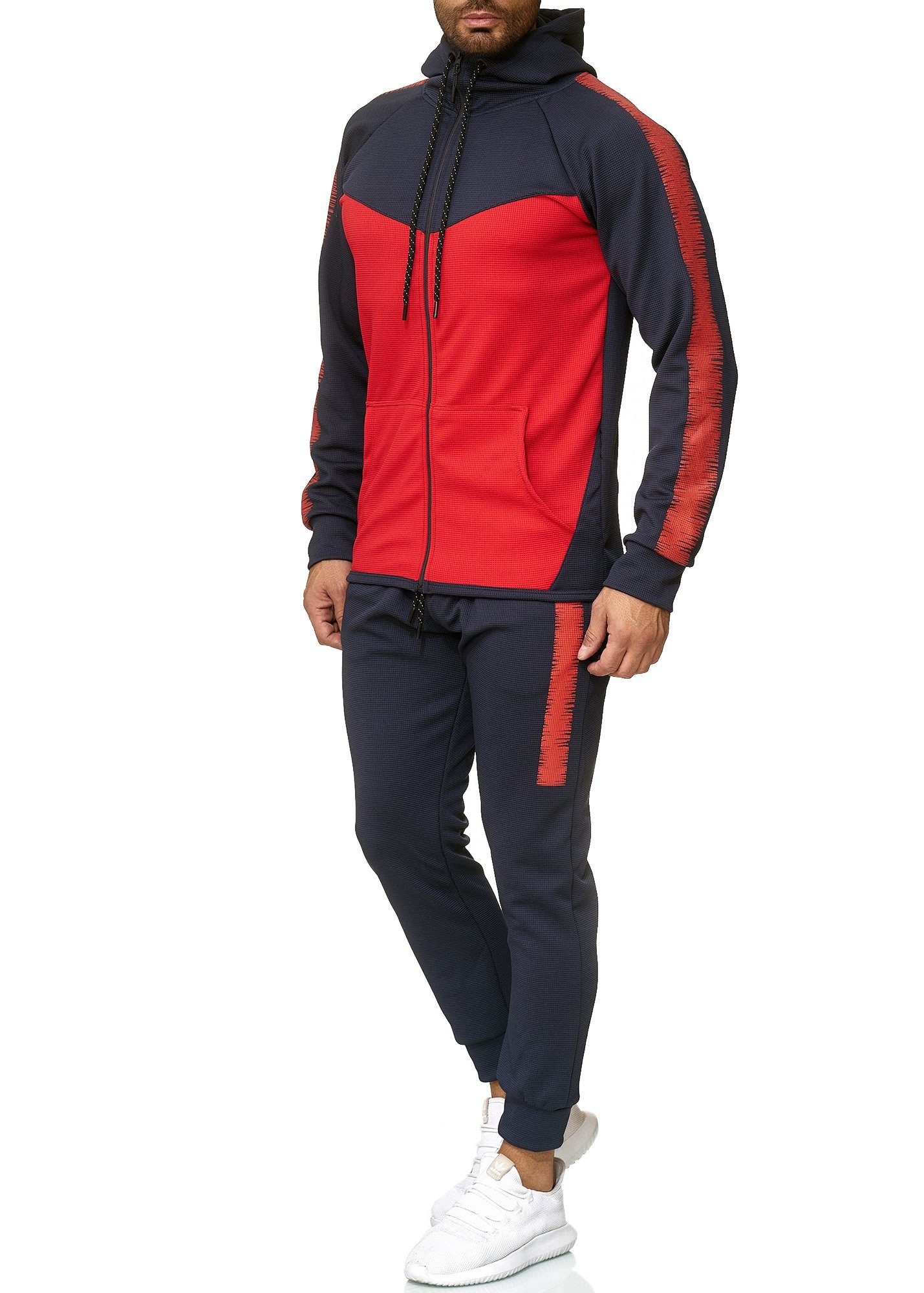 OTTO Herren Kleidung Nachtwäsche Jogginganzüge 2-tlg Sweatanzug »Farbblock-Jerseyoberteil mit RV & Shorts« 