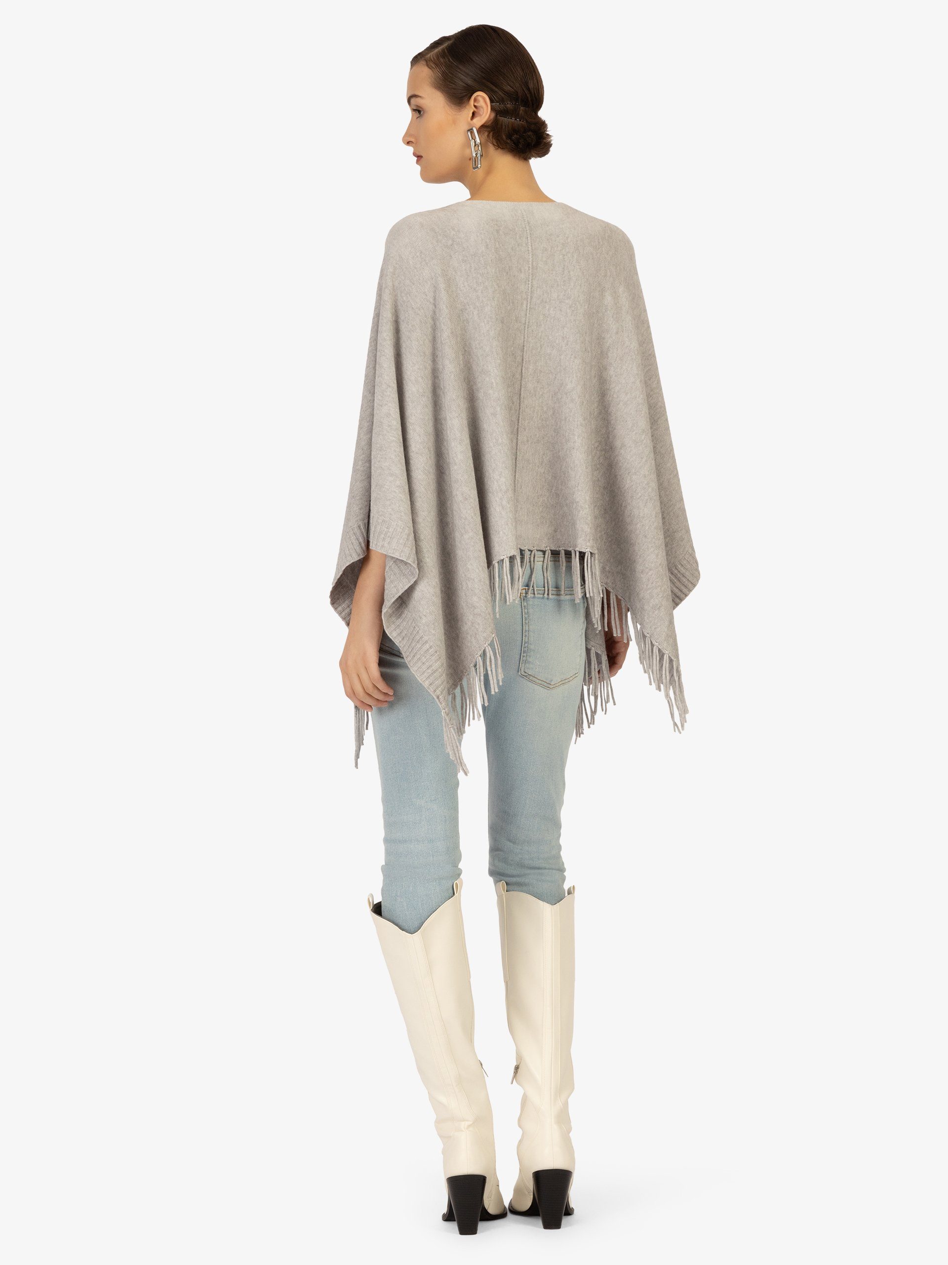 grau Poncho catching mit Eye Kraimod Allover-Design und