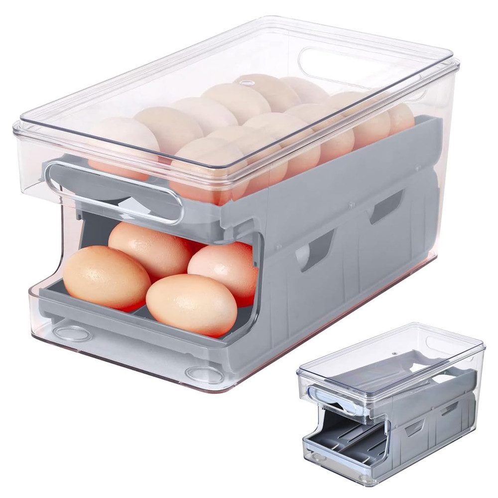 NUODWELL Eierkorb Eierhalter Kühlschrank,Automatisch Rollender Eierspender für Lagerung