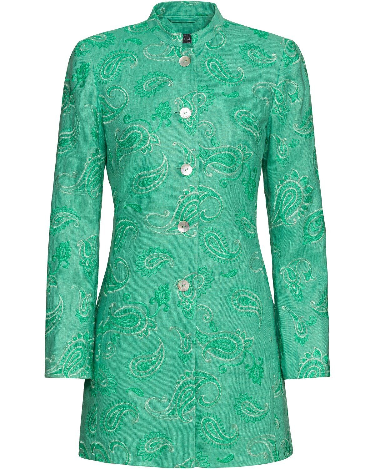 White Label Longblazer Gehrock, Aus Allover besticktem Leinen