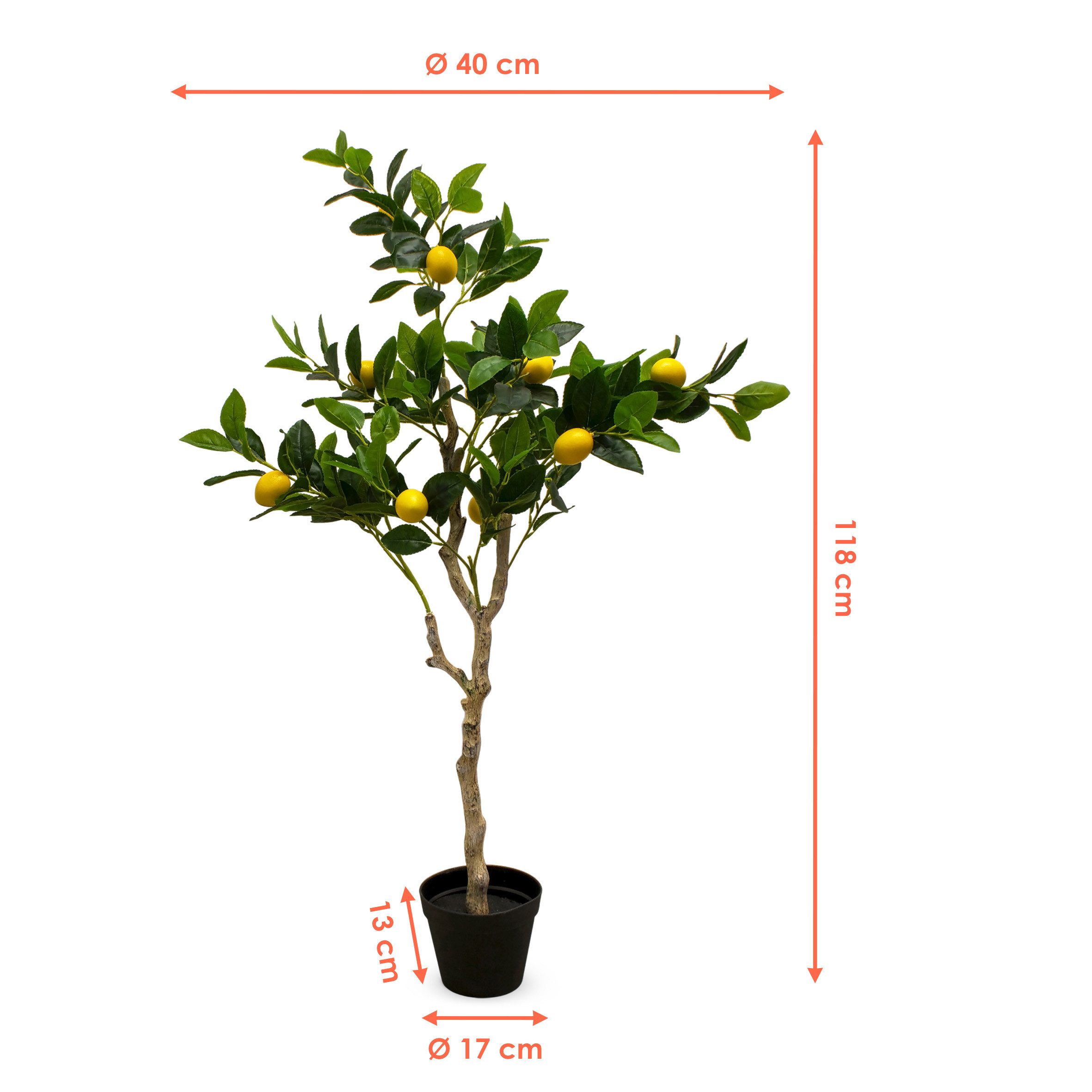 Kunstbaum Zitrus Deko Baum mit 10 Früchten Zitrusbaum, Spetebo, Höhe 118 cm günstig online kaufen