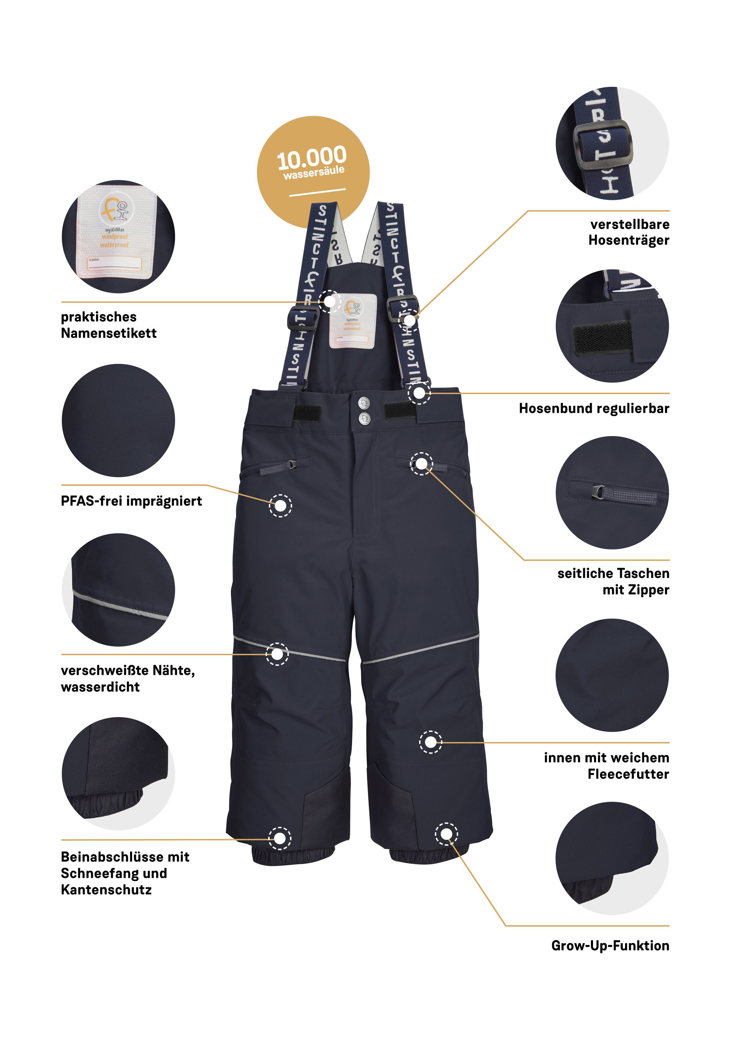 first instinct by killtec Skihose FISW 48 MNS SKI PNTS Wasser- und winddichte Schneehose mit Grow-Up-Funktion – Bild 5 von 5
