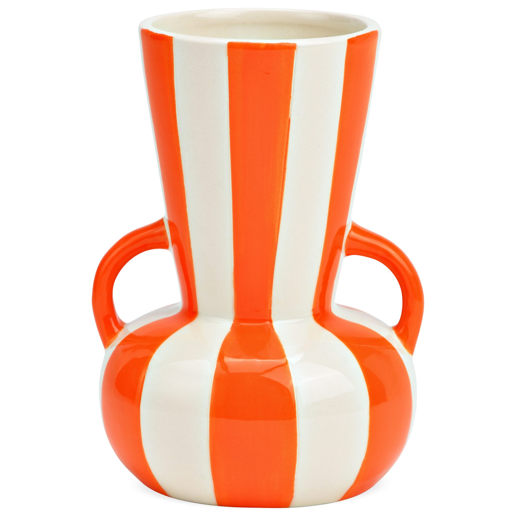 Dekovase Blumenvase bunt gestreift, orange weiß in Ø 11x16 cm