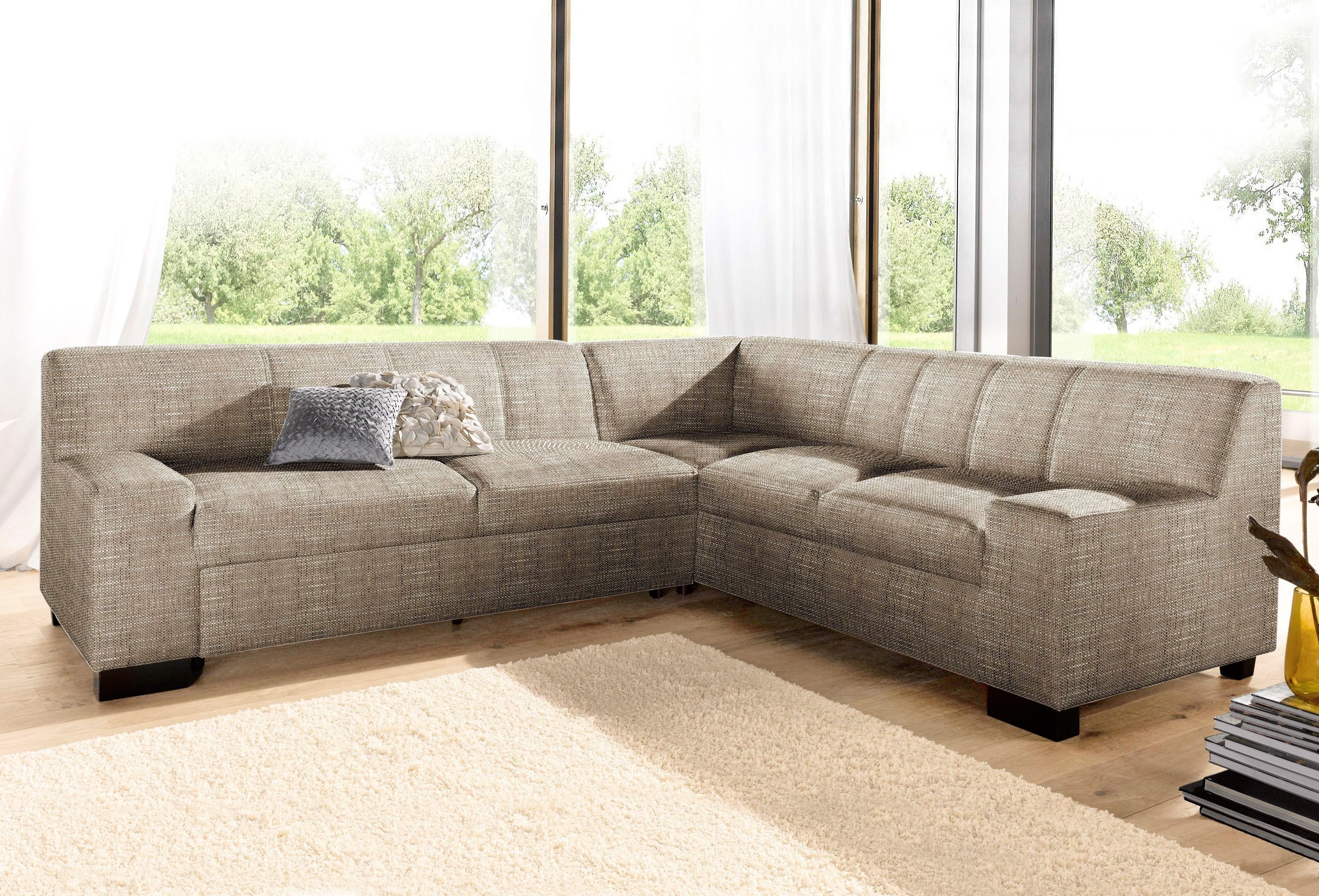 DOMO collection Ecksofa Norma, moderne Armlehnen, zeitlos und elegant, Breite 247cm, L-Form, wahlweise mit Bettfunktion