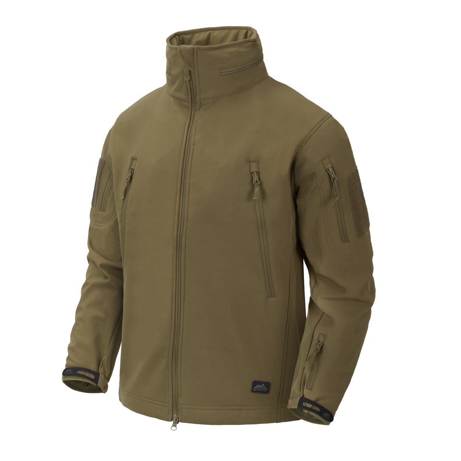 Helikon-Tex Funktionsjacke Helikon-Tex Jacke Softshell Gunfighter Outdoorjacke Grün in S (1-St) mit Kapuze, Handgelenk mit Klett anpassbar, Klettflächen für patches