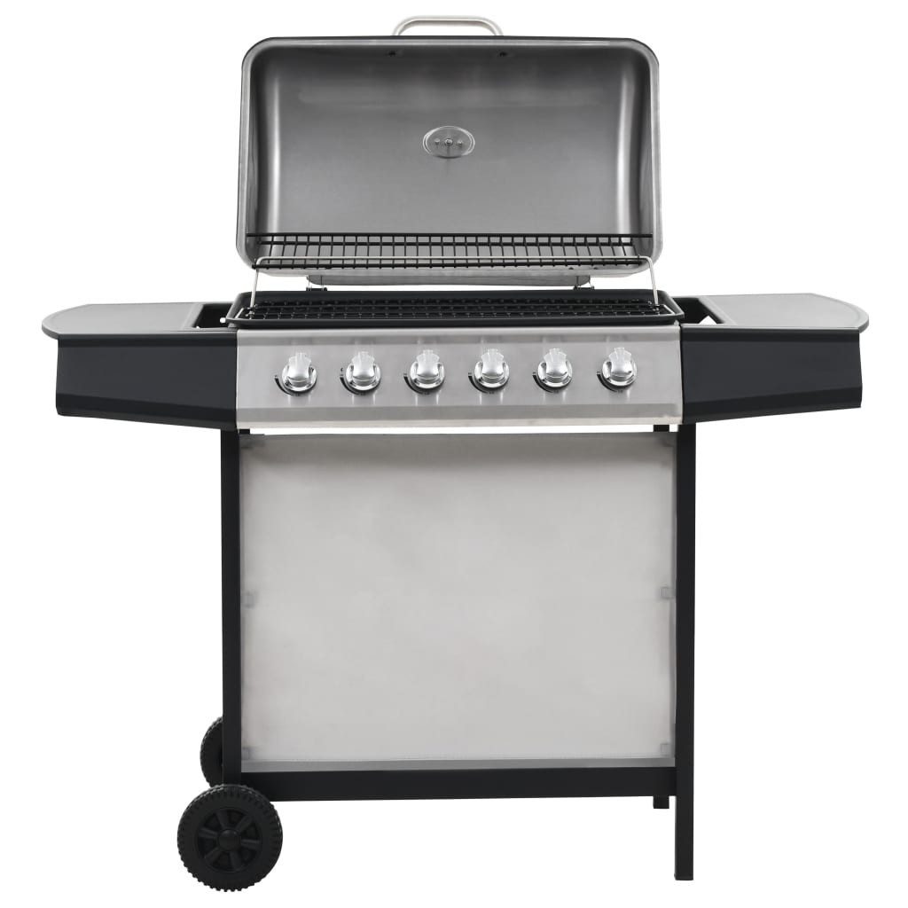 vidaXL Gasgrill Gasgrill mit 6 Flammen Edelstahl Silbern