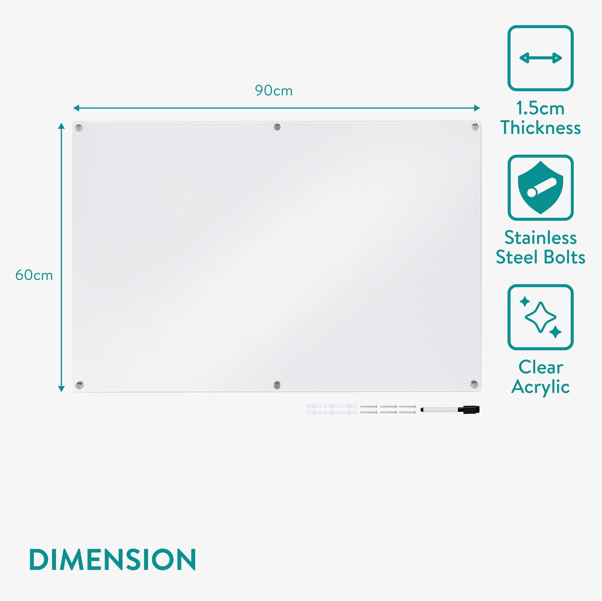 Navaris Memoboard Acryl 90x60cm Board Memoboard wandmontiert Beschriften zum - Memo