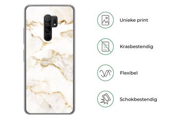MuchoWow Handyhülle Marmor - Limette - Gold - Luxus - Marmoroptik - Weiß, Phone Case, Handyhülle Xiaomi Redmi 9, Silikon, Schutzhülle