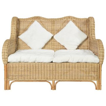 vidaXL Sofa 2-Sitzer-Sofa Natur Rattan und Leinen Couch