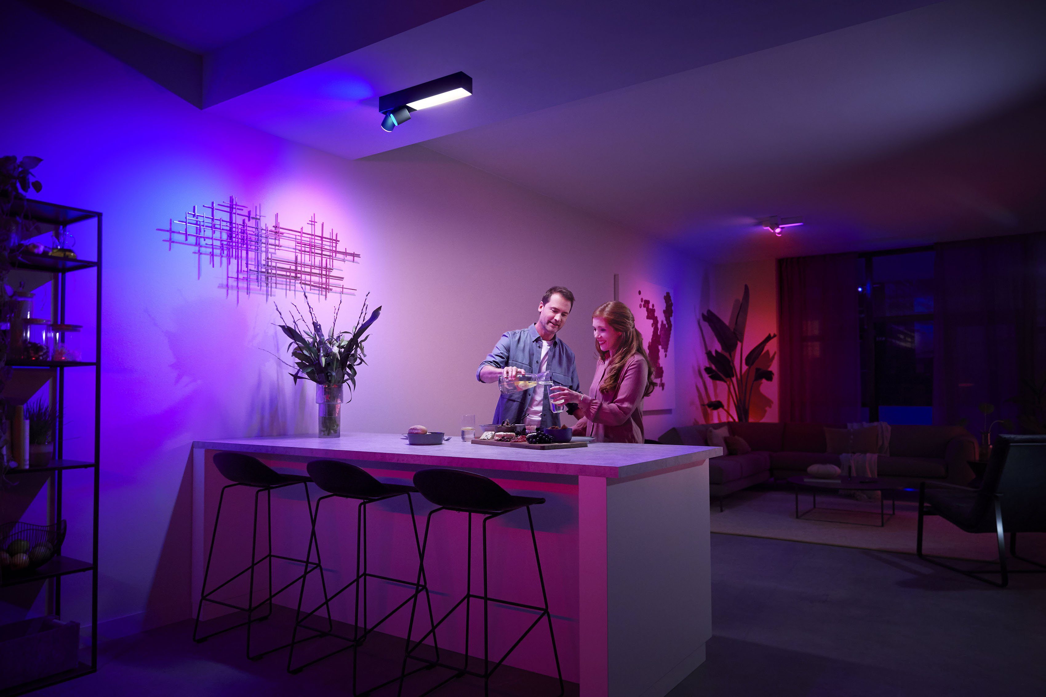 Philips Hue LED Deckenspot Centris, Farbwechsler, LED wechselbar, App der mit Hue Lampeneinstellungen Individuelle