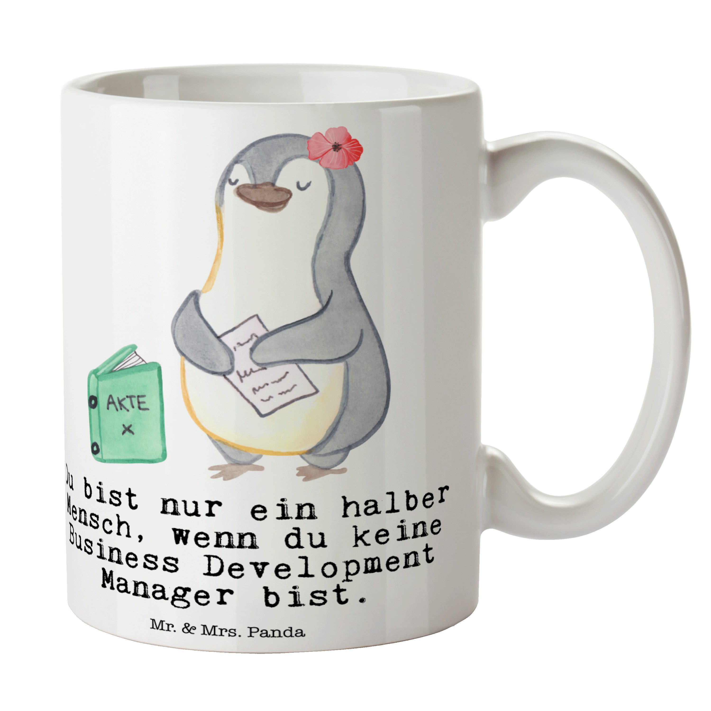Keramik mit Business - Herz Mr. Kaffeetasse, Geschenk, Development Panda - & Mrs. Manager Tasse Weiß