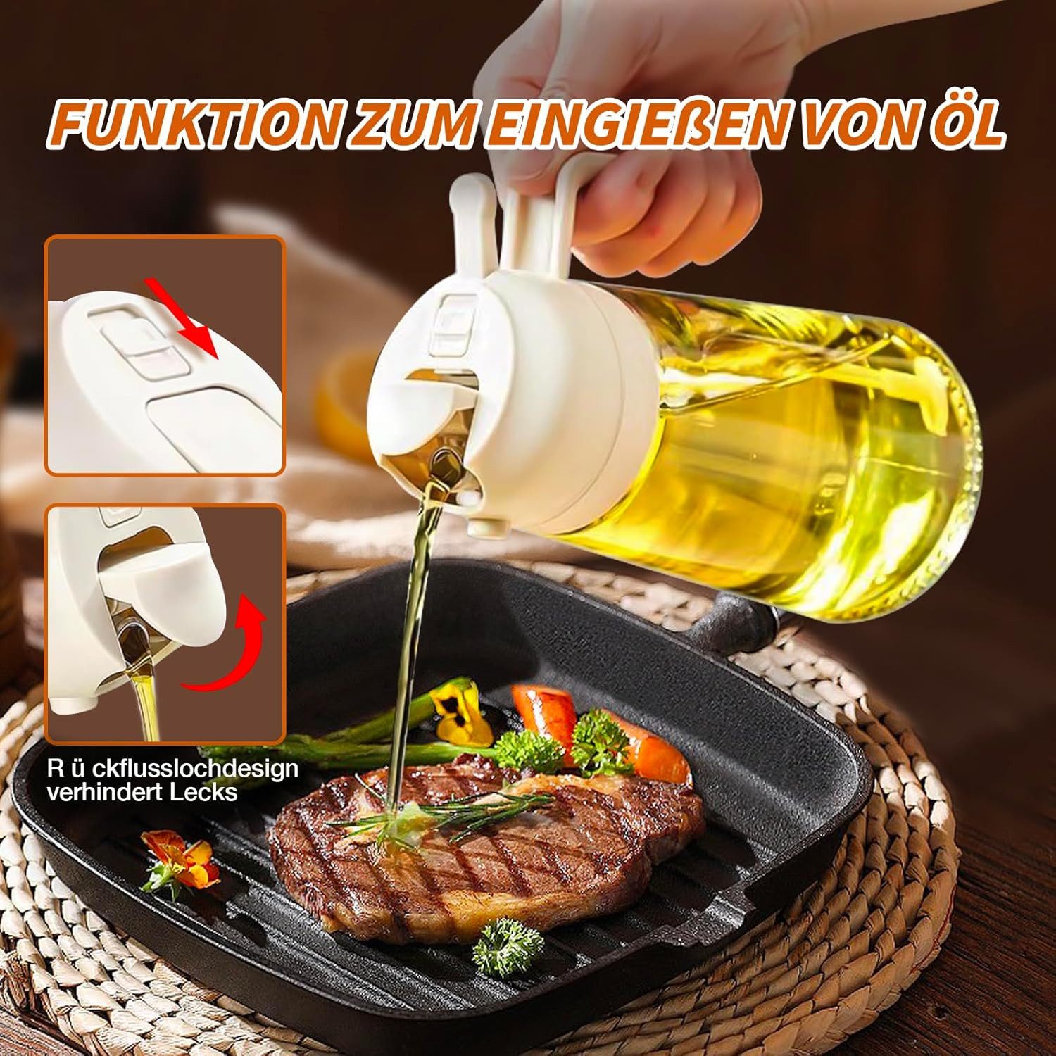 BYSURE Sprühflasche, (2-tlg), 2-in-1-Speiseölsprüher