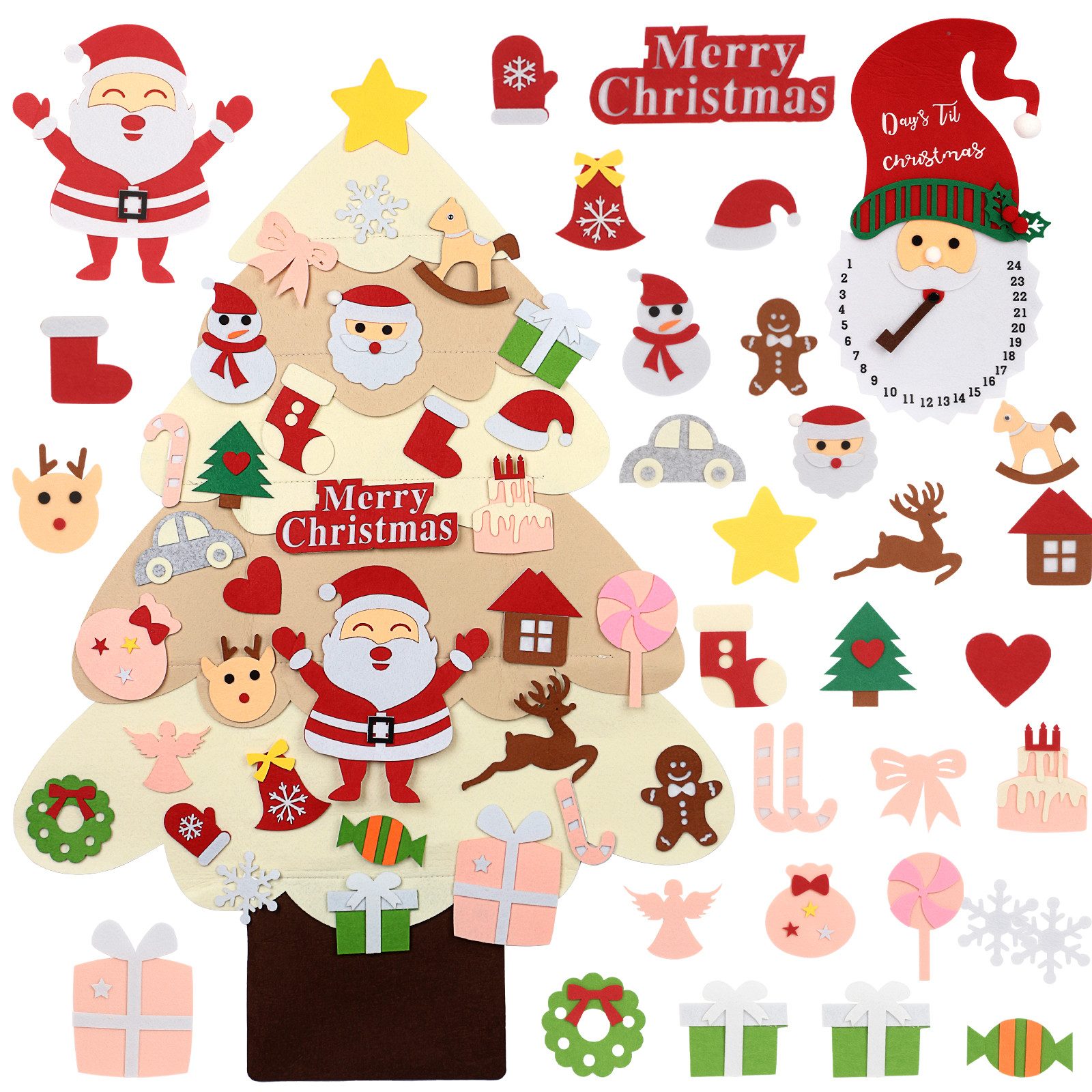 OSTWOLKE Künstlicher Weihnachtsbaum DIY Weihnachtsbaum Filz-Weihnachtsbaum günstig online kaufen