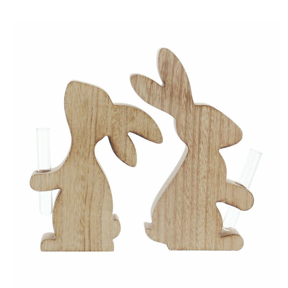 Osterhase Home-trends24.de Hase Hasen Natur Holz Osterhase Osterdeko Figur Tischdeko Vase Deko