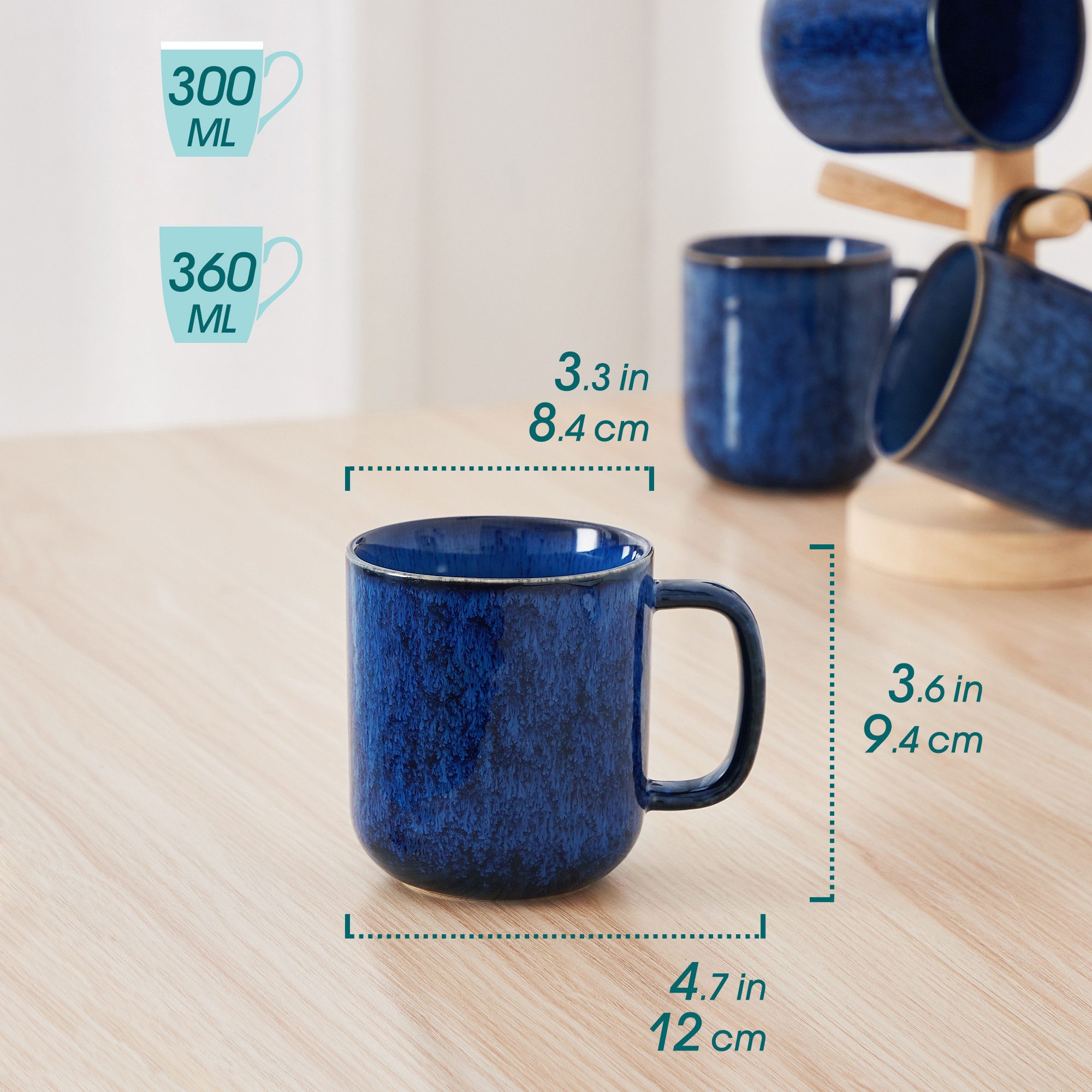 vancasso Tasse Kaffeeservice für 4/6, Steingut Tasse, Reaktivglasur, 4-tlg., Steingut – Bild 2 von 5