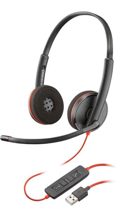 Poly Blackwire C3220 binaural USB-A Headset (Noise-Cancelling, Stummschaltung, Stereo Kopfhörer, Noise Canceling)